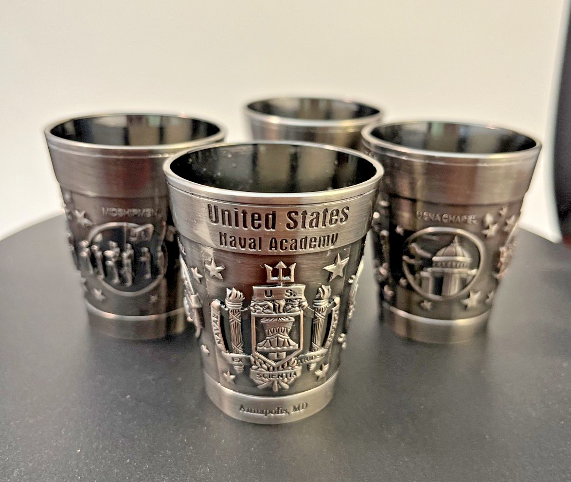United States Naval Academy AnnapolisMD Collectible Pewter Shot glasses Set of 4
