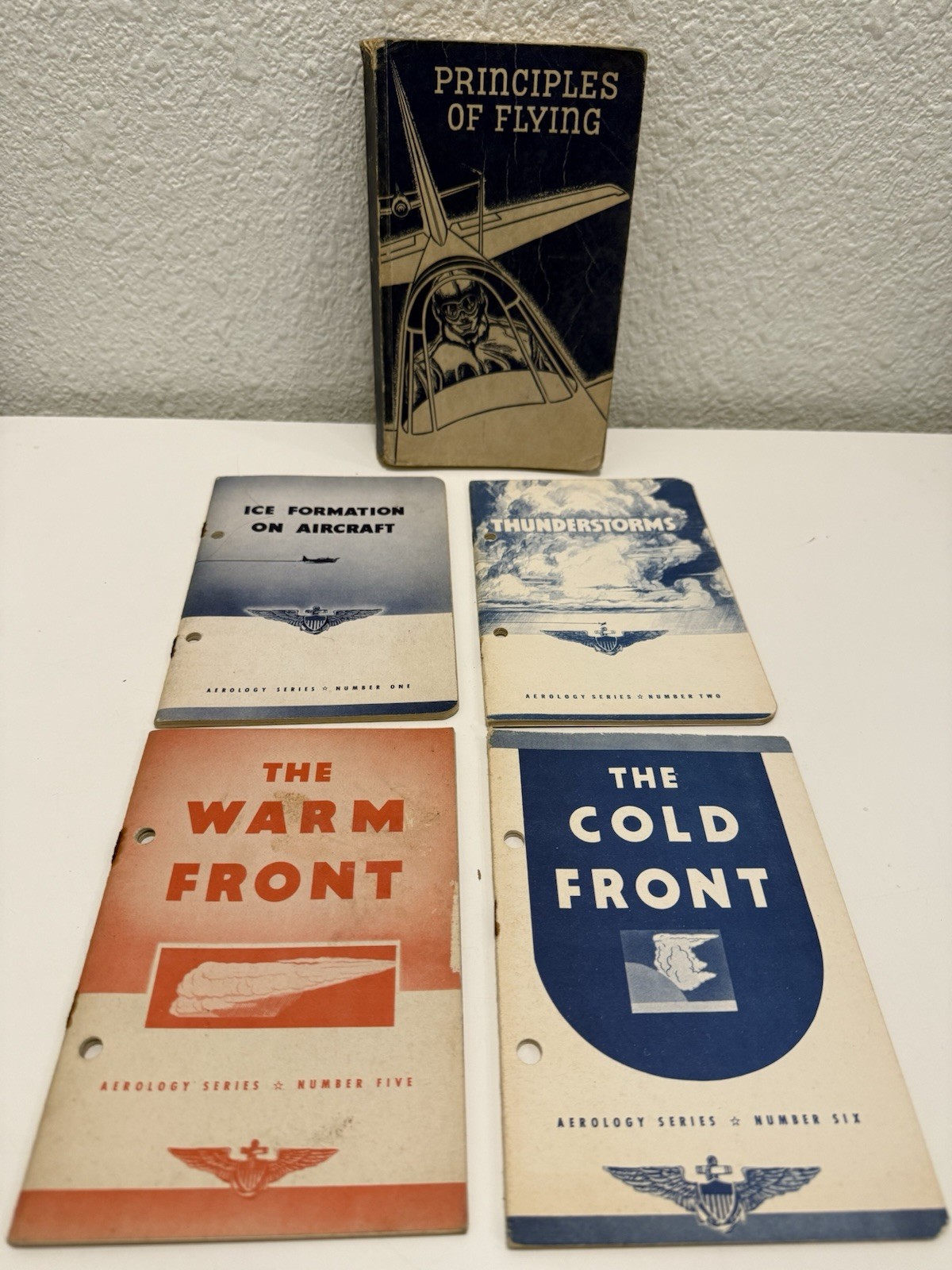WWII 1943 US Navy Aviation Pilot Training Manuals Aerology 5pc Lot 