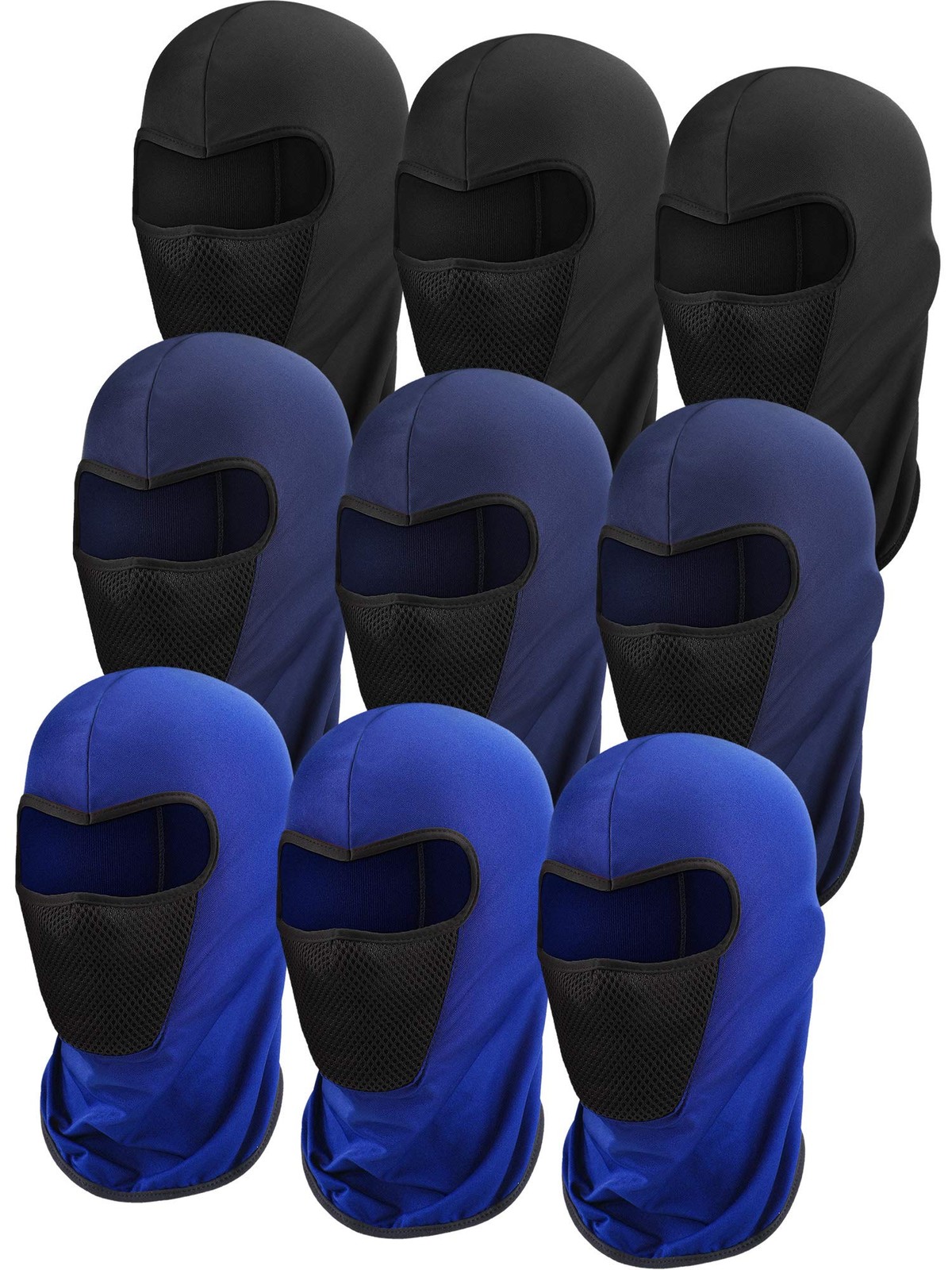 SATINIOR 9 Pieces Balaclava Ski Mask Camo Face Medium, Black, Blue, Navy Blue