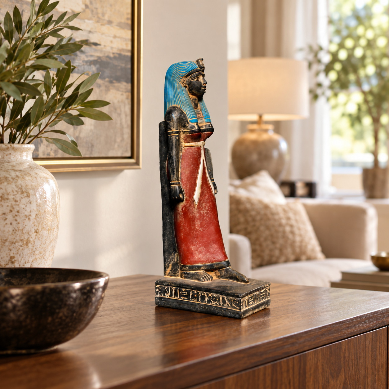 Ancient Egyptian Antiques Goddess Isis Hieroglyphics Statue Egyptian BC