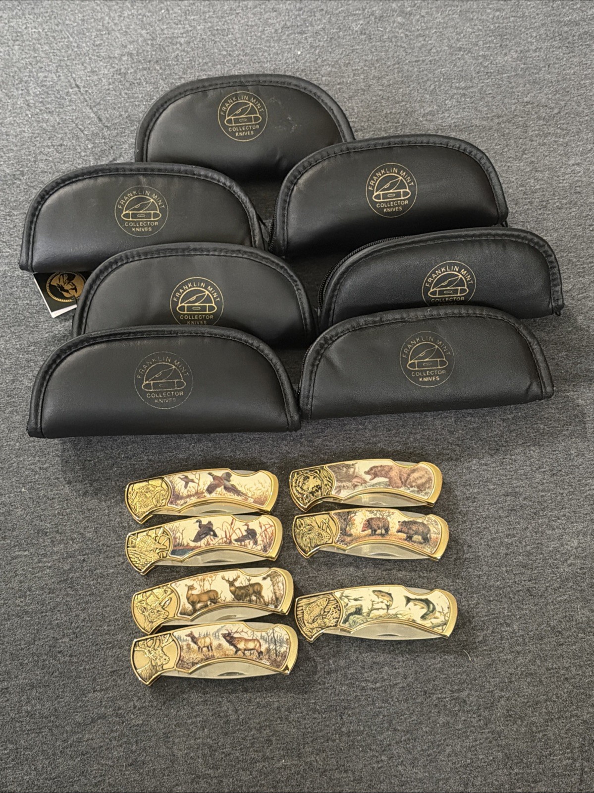 Franklin Mint Wild Life knife set of 7 with original pouch