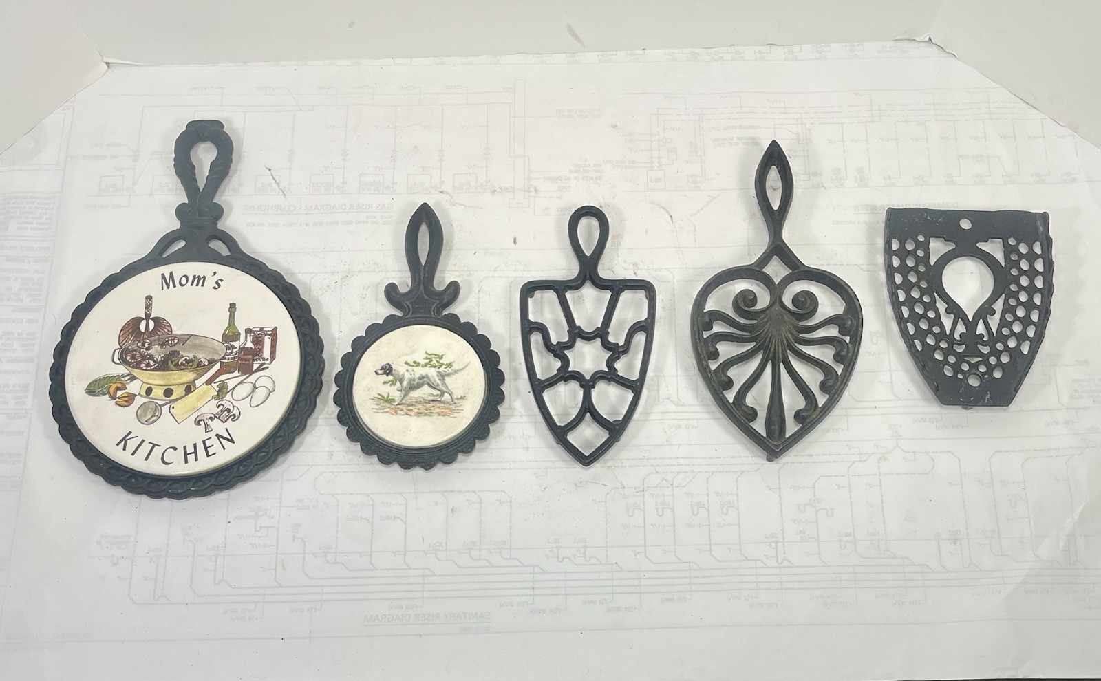 Mixed Lot Vintage Cast Iron Trivets Kitchen Decor