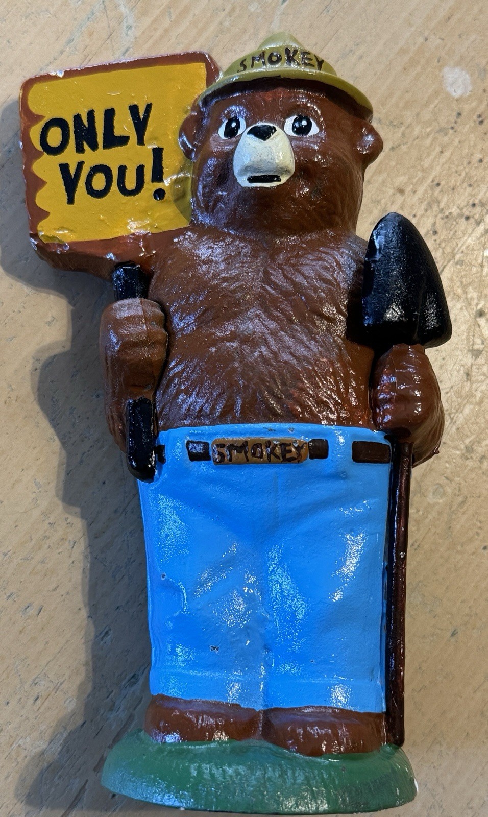 SMOKEY THE BEAR ~ Prevent Forest Fires 8” Tall Cast Iron Coin Bank ONLY YOU