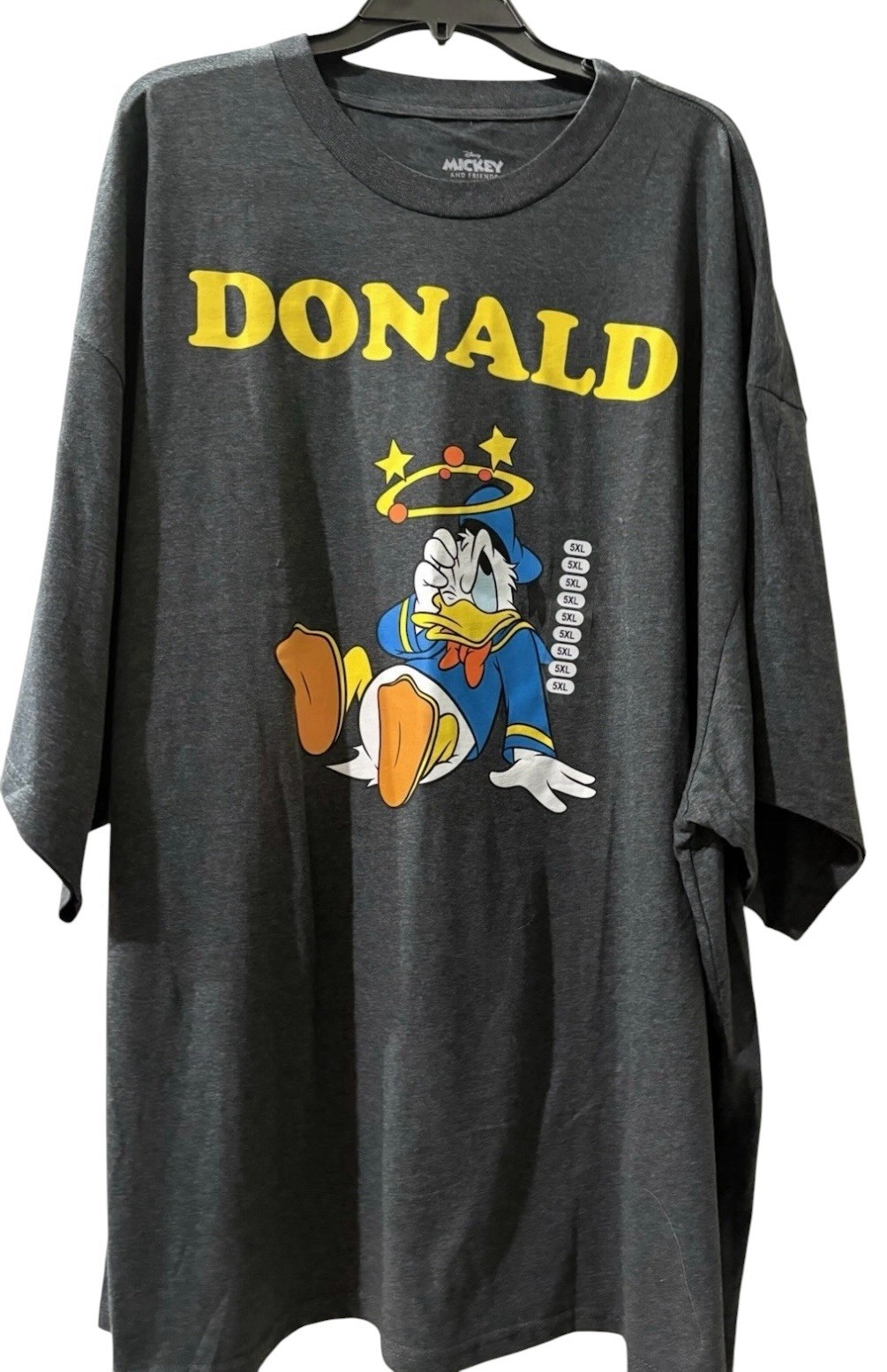 Disney & Friends Donald Duck Knock Down w/Stars Screen Print Sz.5X T-Shirt,Gray