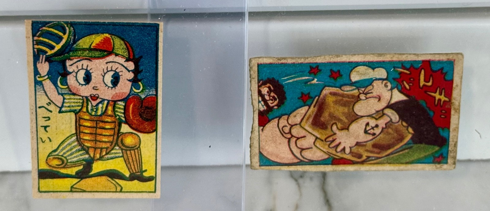 1948 Betty Boop JCM2 & 1960s Popeye Japanese Menko 2 Card Lot Vintage