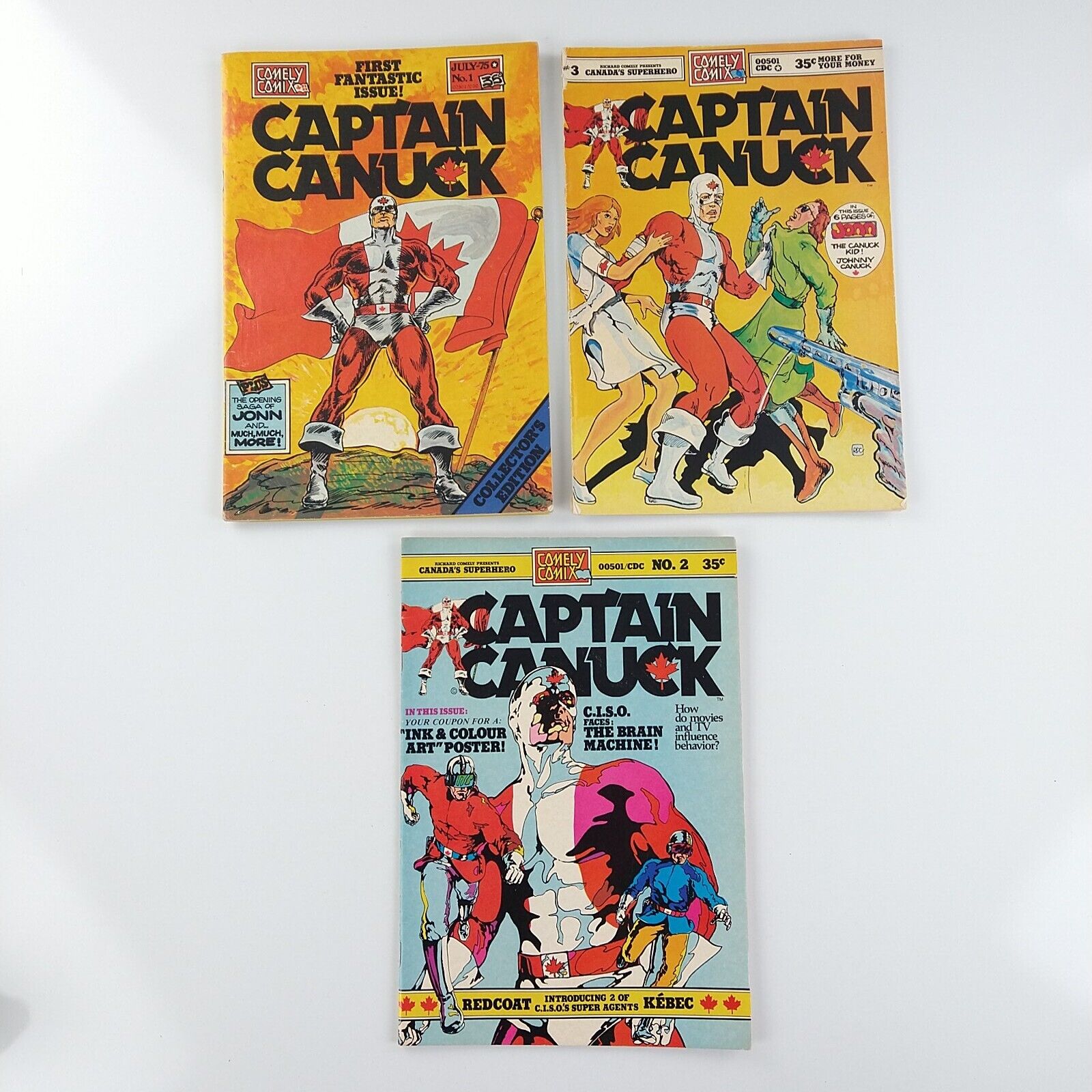 Captain Canuck #1 2 3 Lot 1st Appearance Bronze Age (1975 Comely Comics)