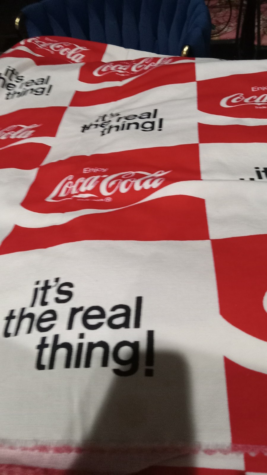 Vintage 70’s Coca-Cola Cotton Fabric Coke It\'s The Real Thing 44\