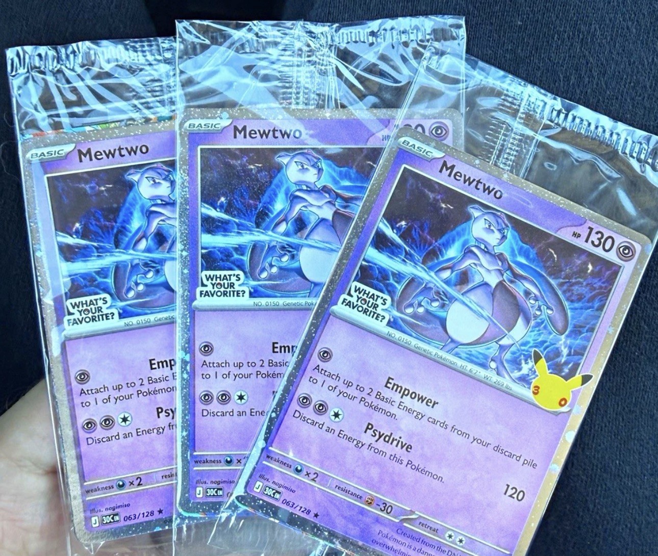Pokemon Mewtwo promo card 063/128 Holo Classic lot of 3