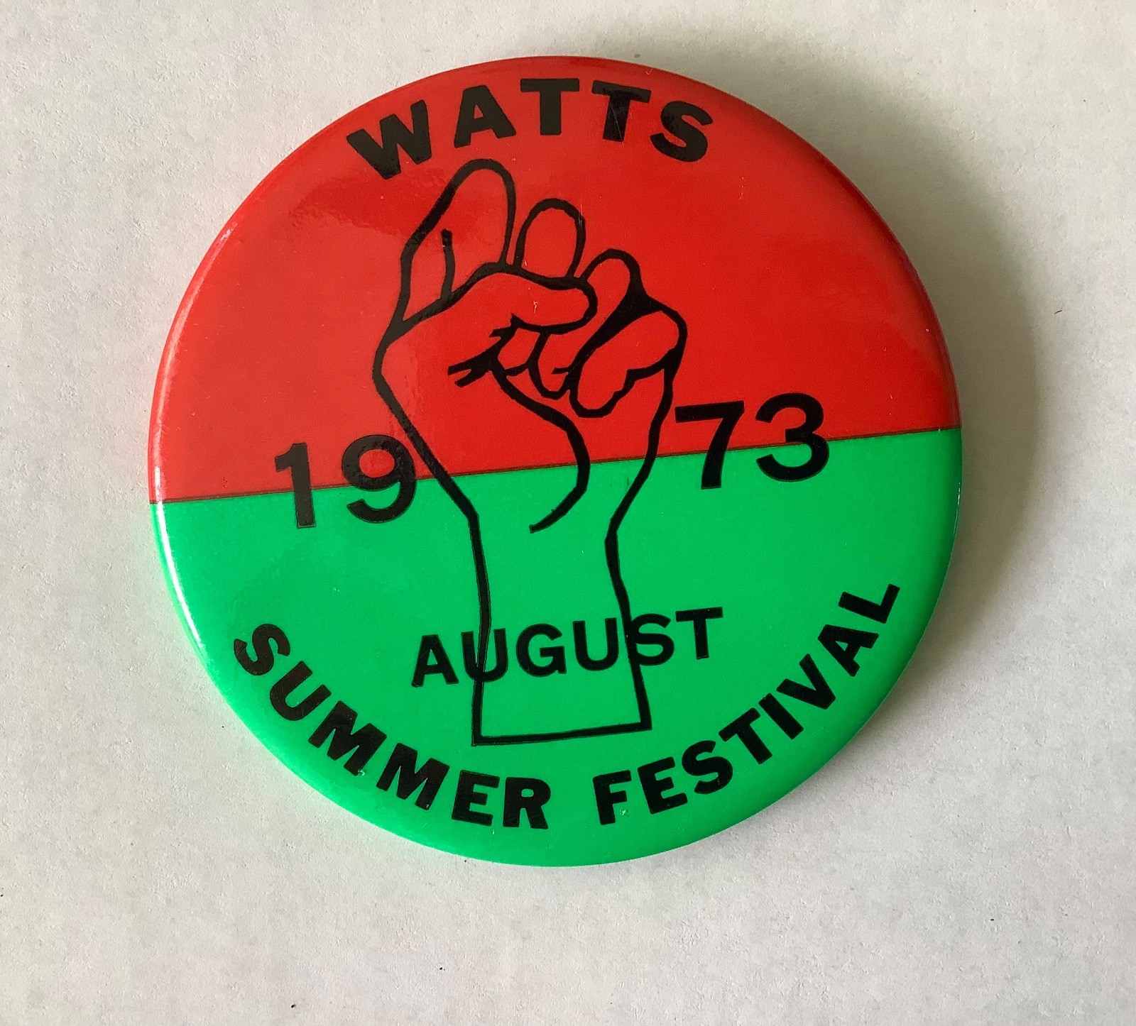 Watts Summer Festival August 1973 Vintage pinback button Black Culture Pride