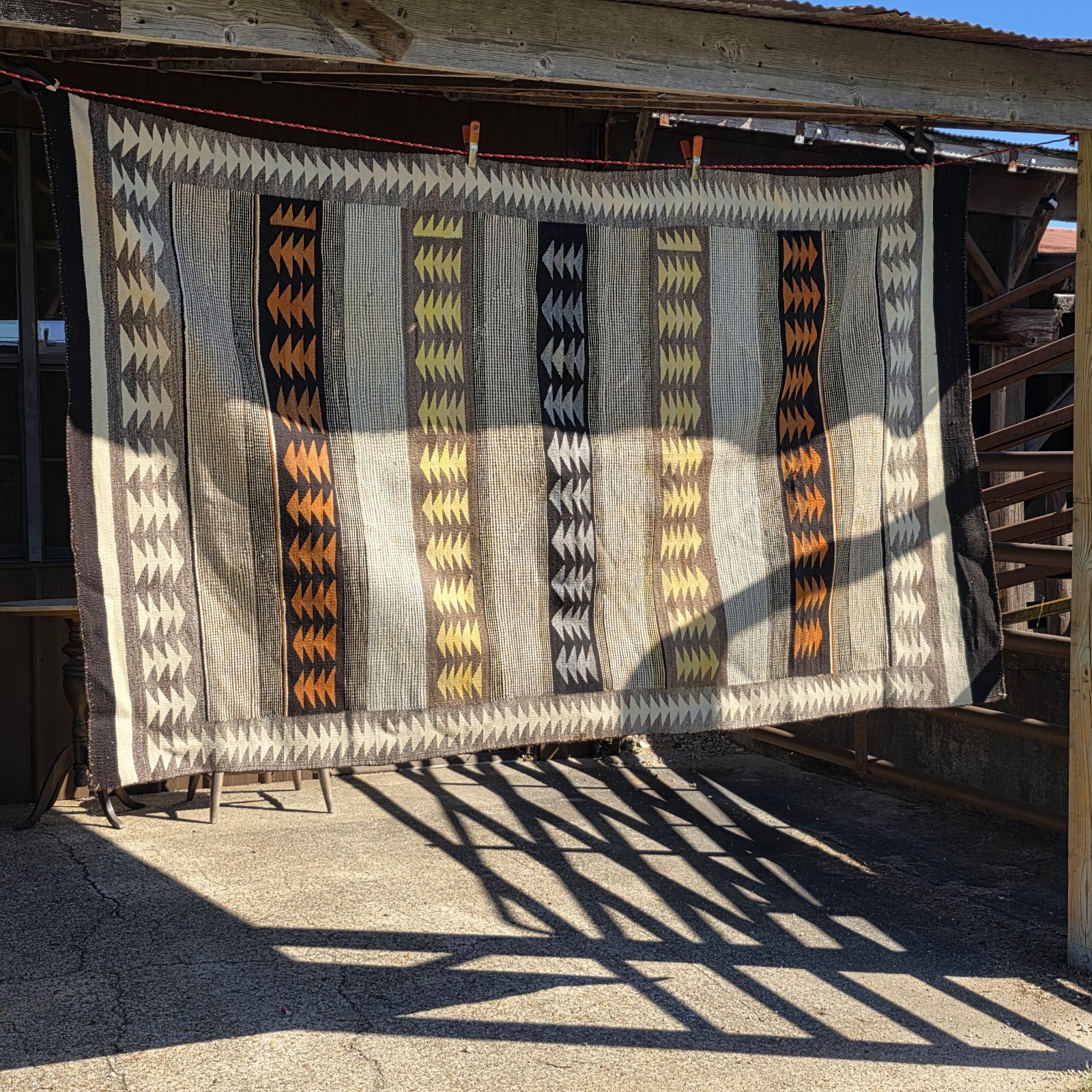 Antique Large navajo rug 5x8 striped blanket