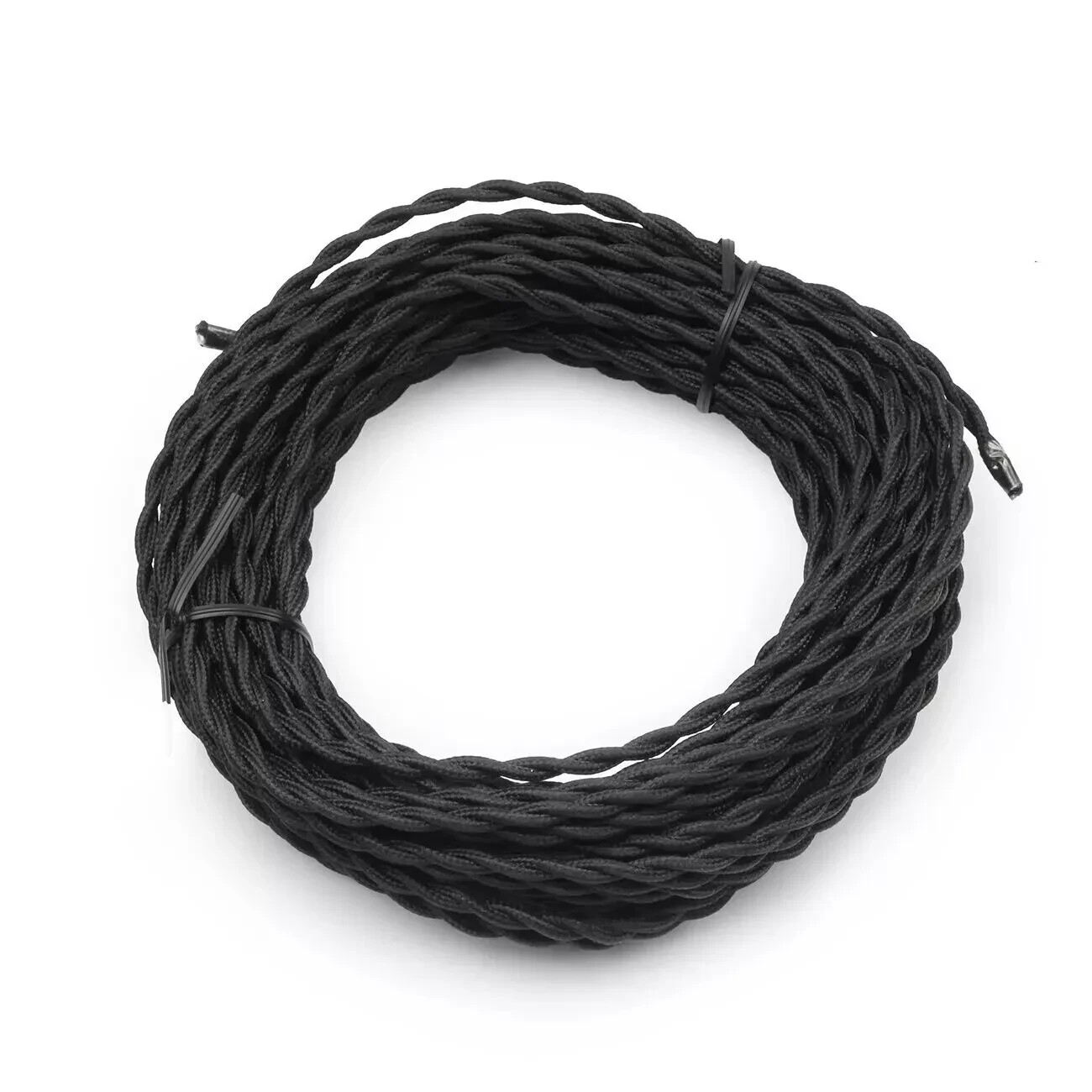 50ft Black Twisted Cloth Covered Wire Vintage Antique Lamp Cord Electrical 300 V