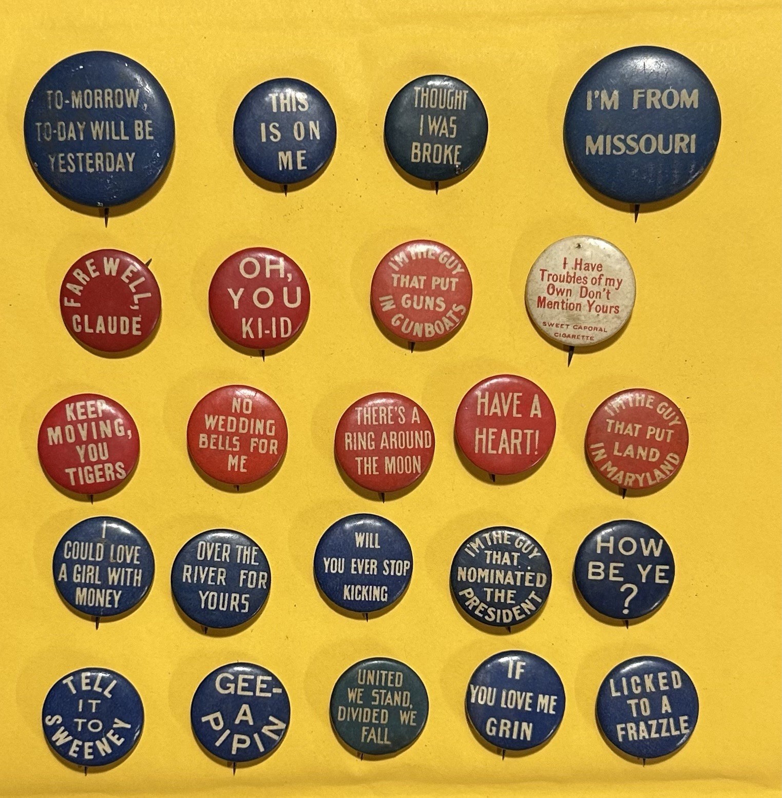 Lot Of 23 Vintage 1910s Cigarette Premium Pinback Buttons Comic Humorous Sayings