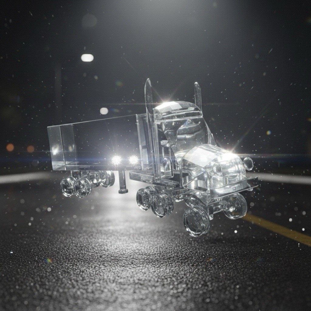 VTG Sorelle Crystal Semi Truck/Tractor Trailer 1 Piece Desktop - NICE- HTF Rare