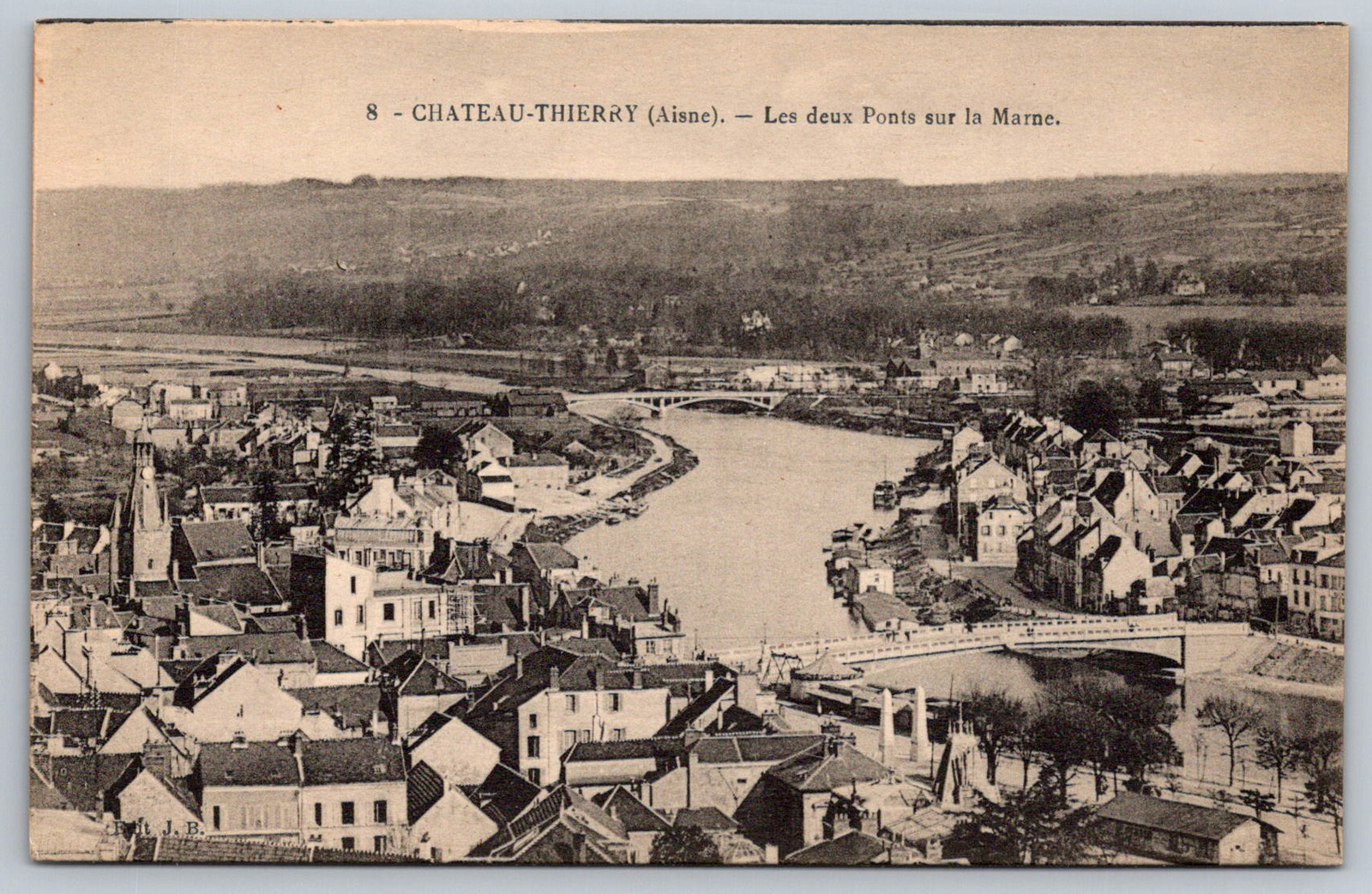 c1910s Chateau Thierry Aisne Deux Ponts Marne Antique Postcard