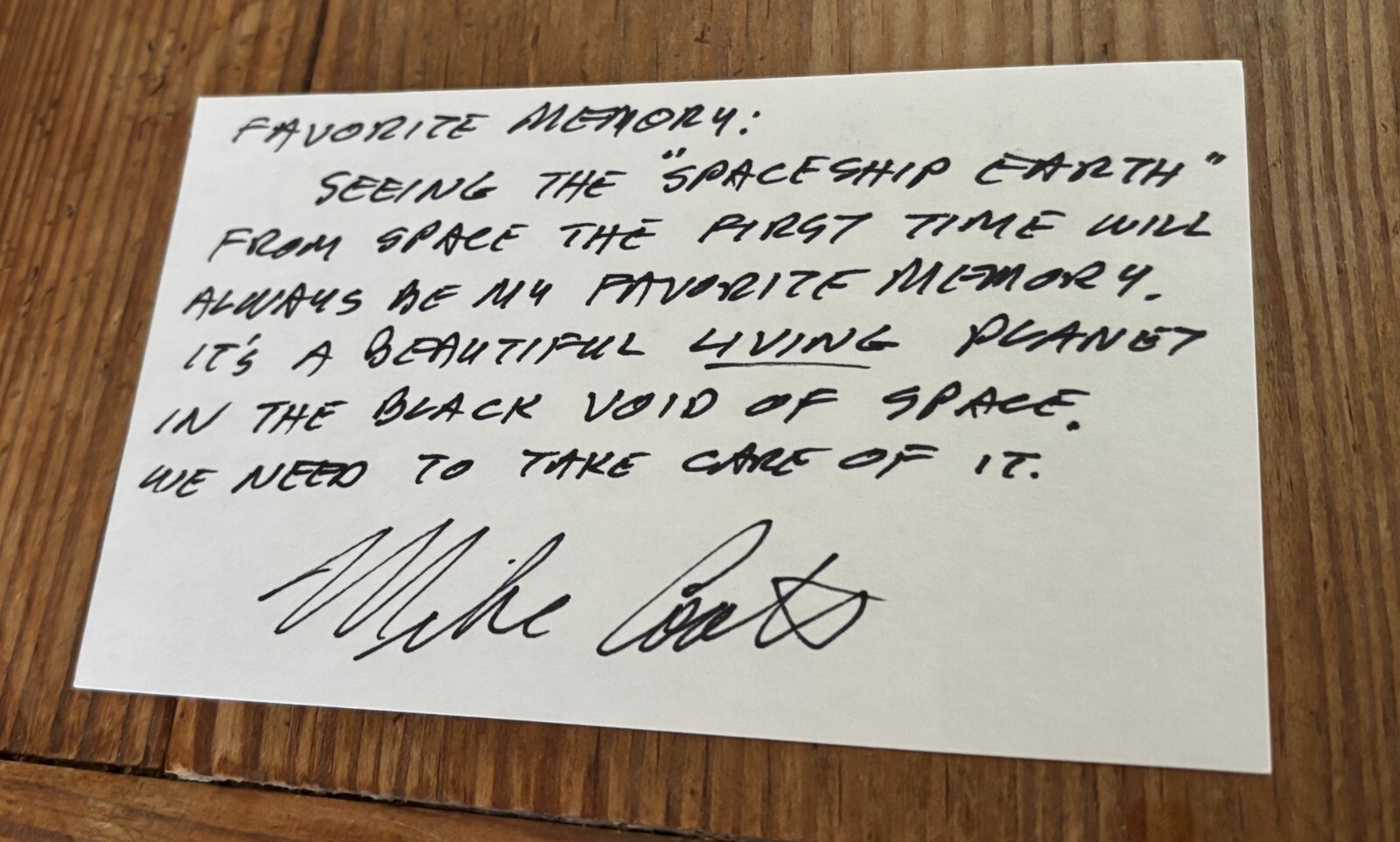 MICHAEL  COATS NASA/Space  Shuttle  Astronaut Signed 3x5 Index Card Best Memory