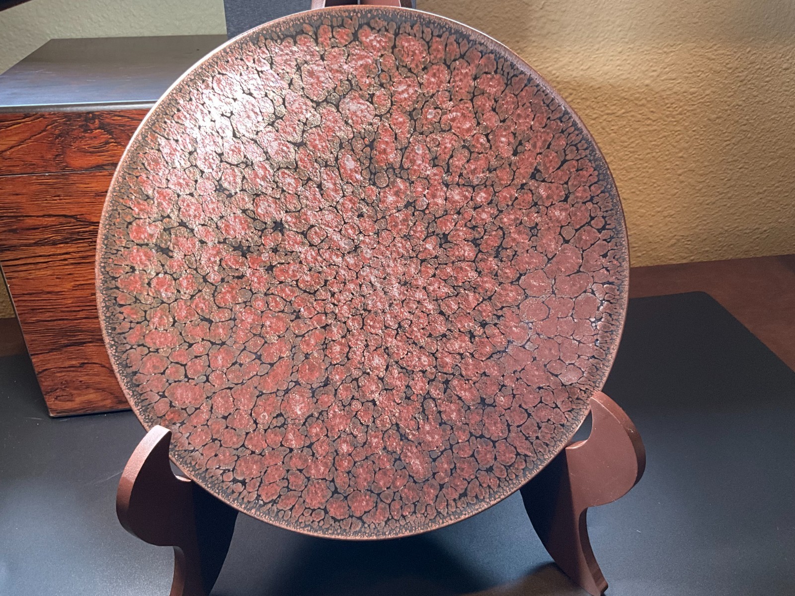 Authentic Chinese Signed Jianzhan Platter With Certification By Artists Fei Xing