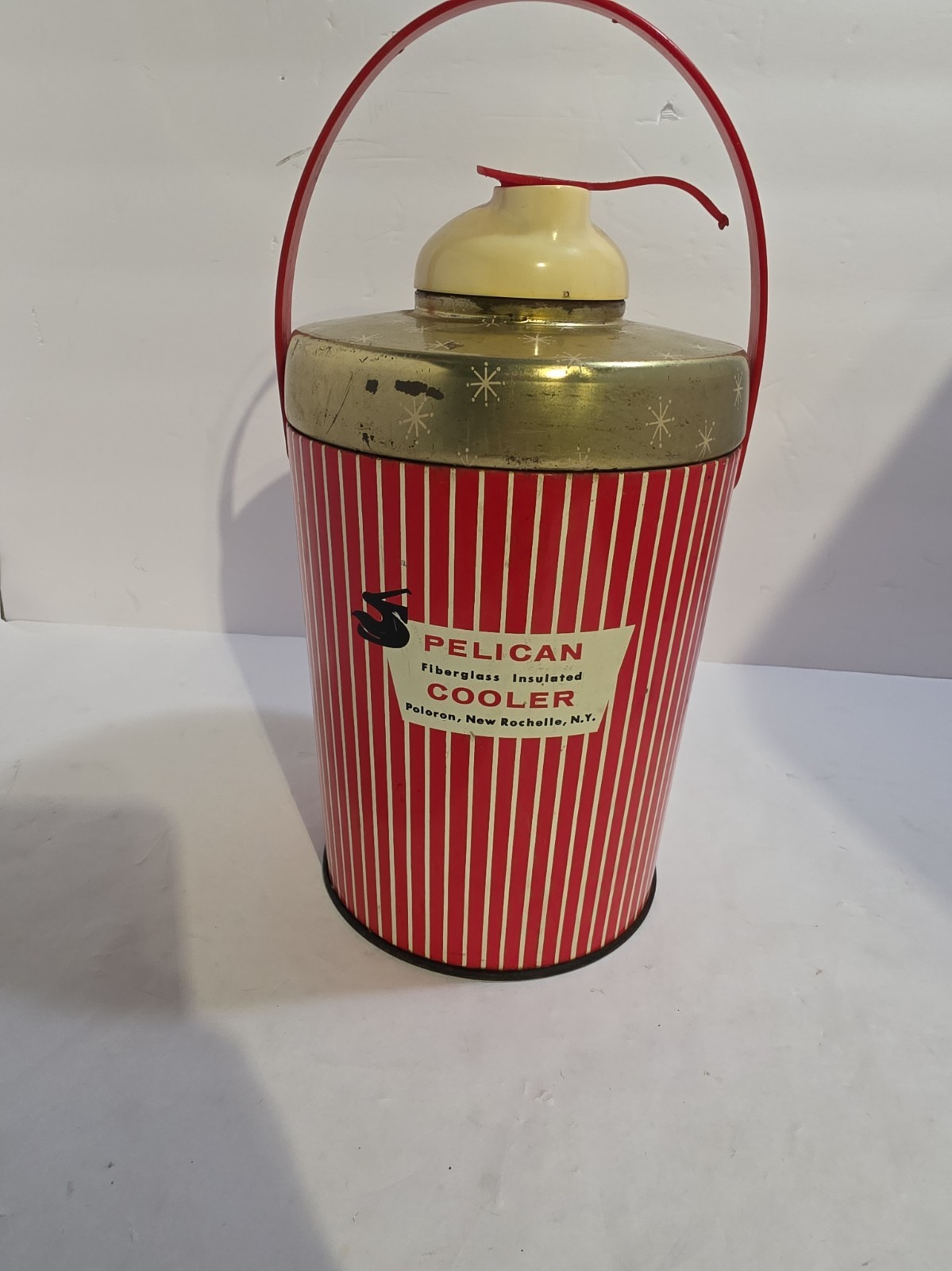 vintage Pelican Fiberglass Insulated Cooler made by Poloron Products 1950’s Red