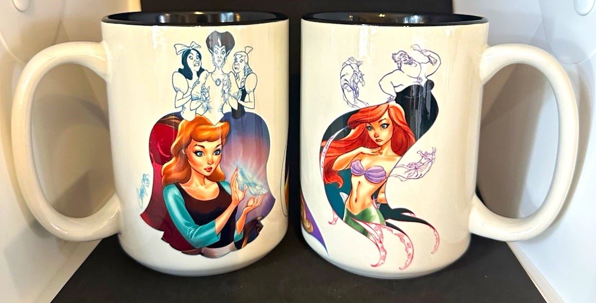Disney WonderGround Gallery J. Scott Campbell Princesses & Villains Mug Cup Set 