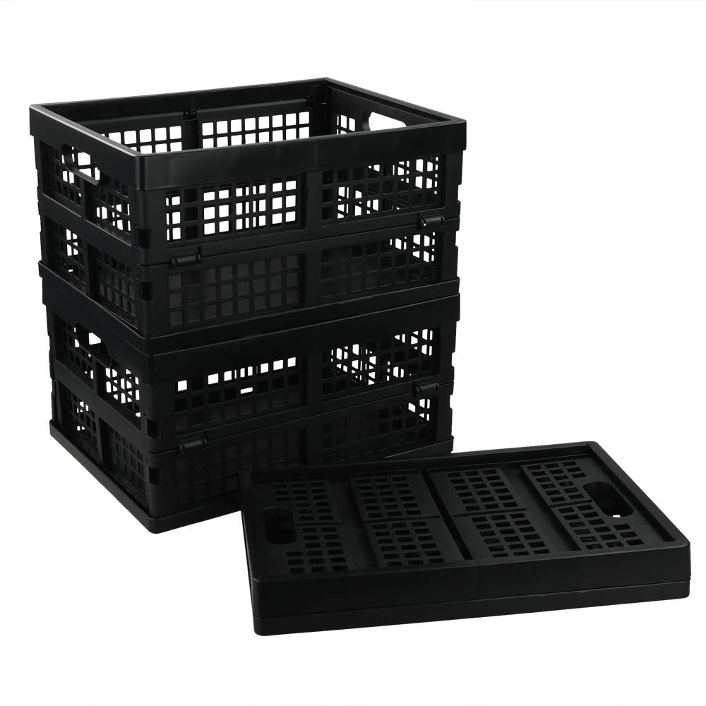 Utiao 16 Quart Collapsible Storage Crates 3 Packs Black Folding Storage Bin
