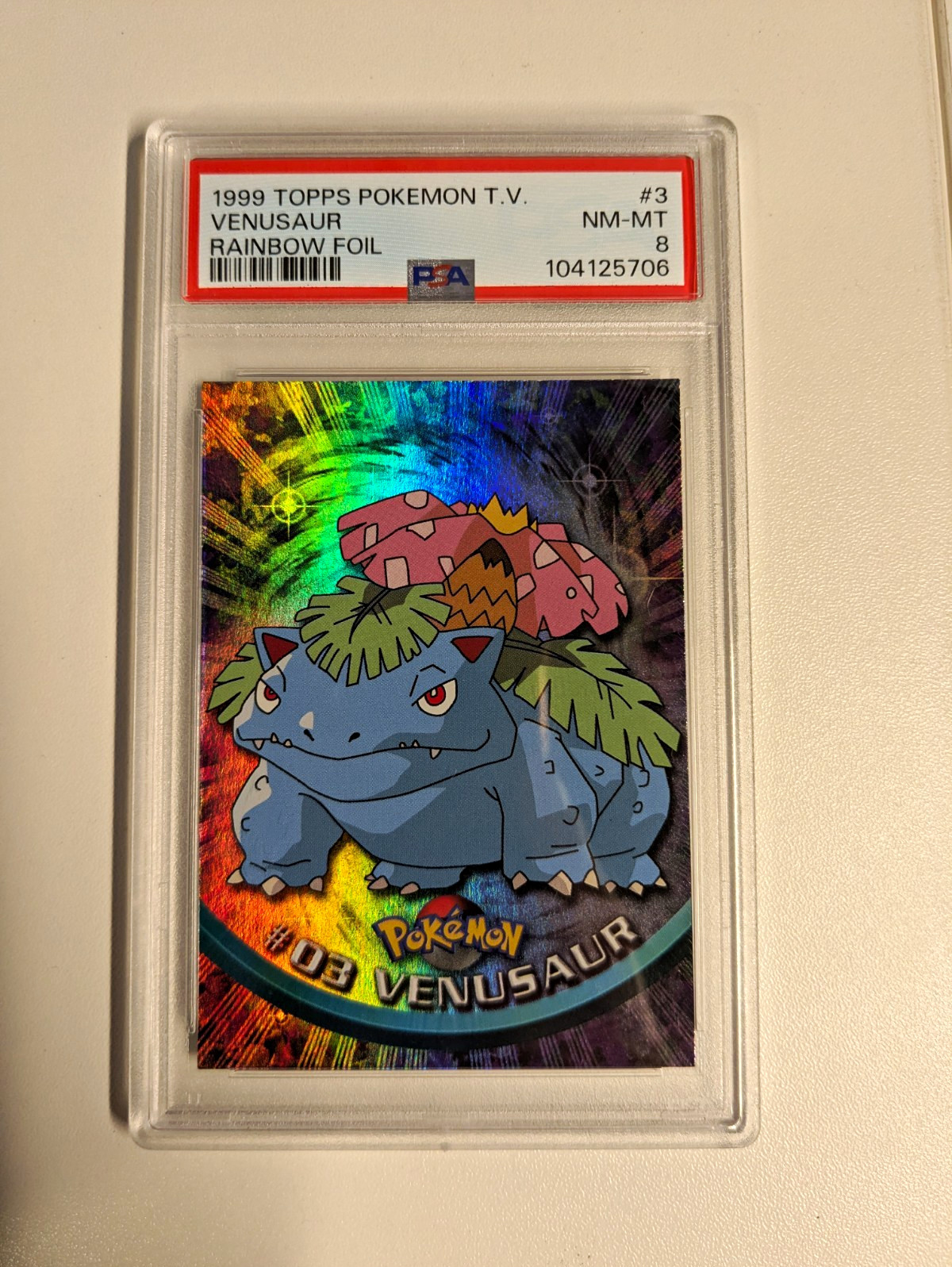 Topps 1999 Pokemon T.V. Venusaur #3 Rainbow Foil PSA 8 (Low Pop)