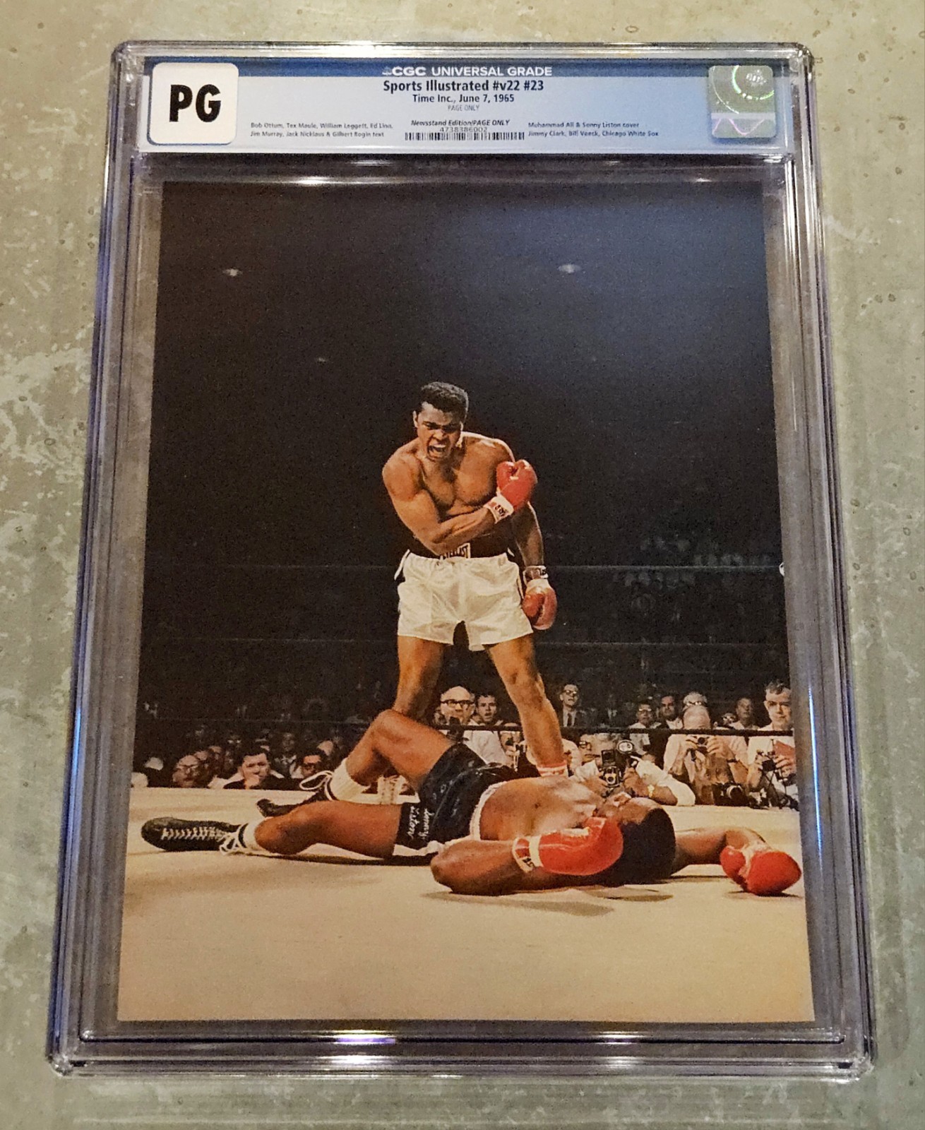 🥊MUHAMMAD ALI🥊KOs Liston🥊1965 Neil Leifer PHOTO Sports Illustrated-CGC PG