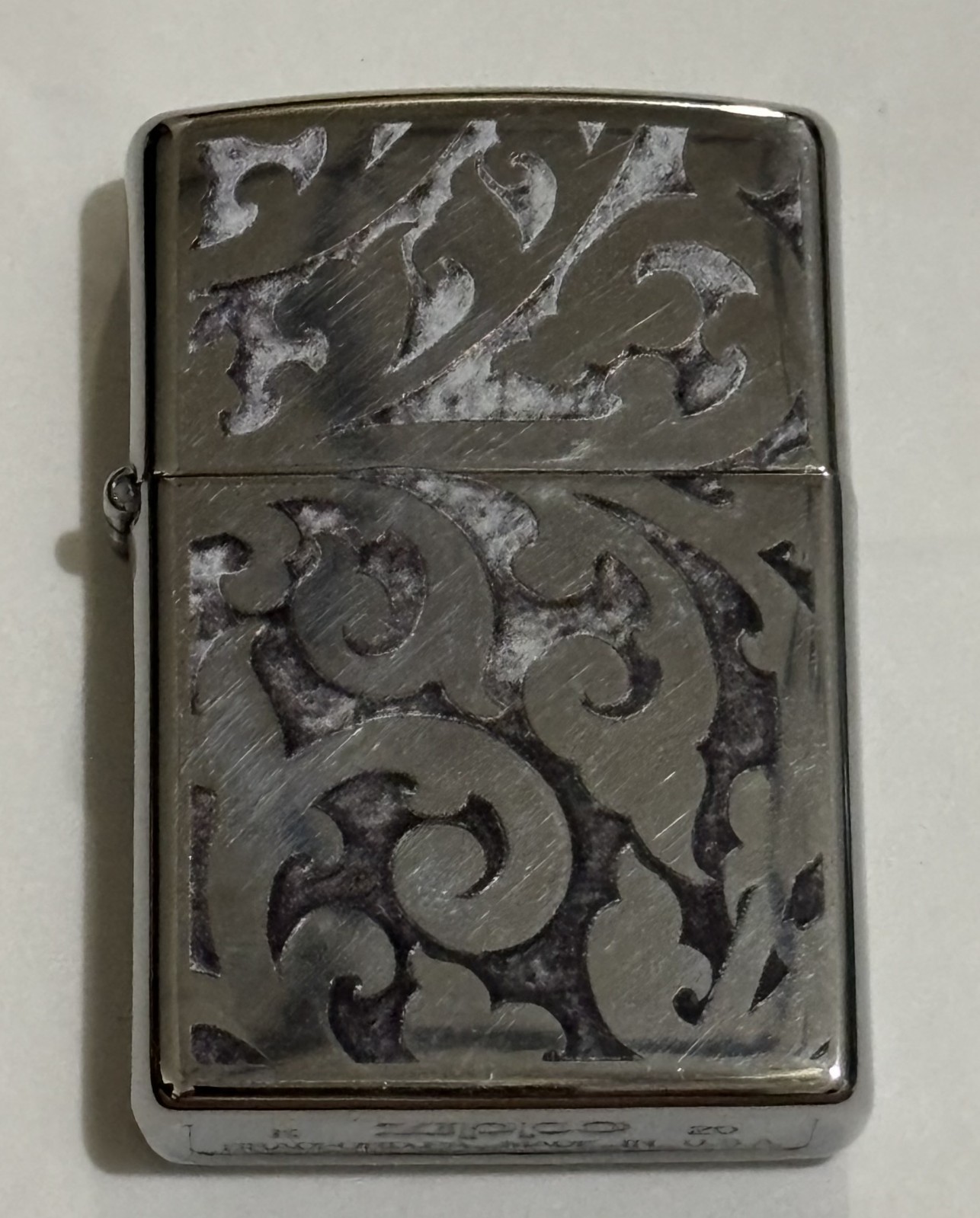 Zippo Lighter – Ornate Scroll Engraved Case – November 2020 (K 20) – Unfired 