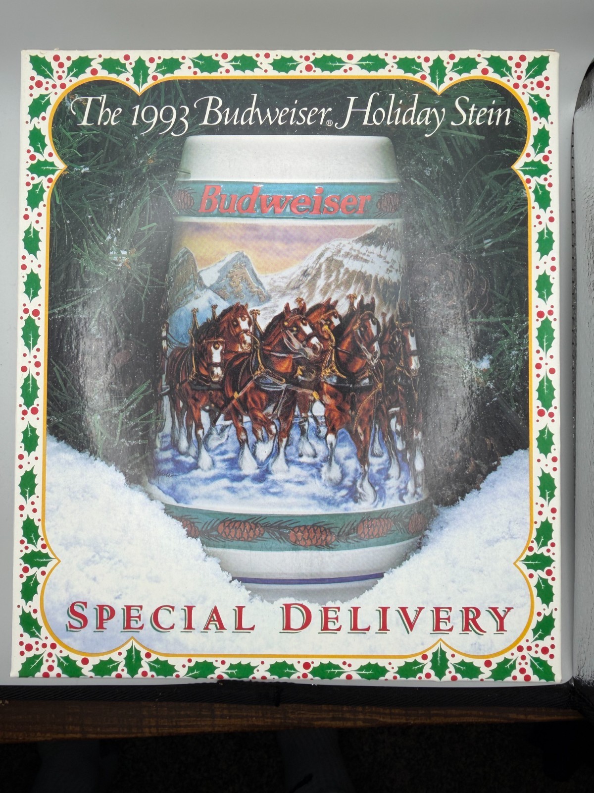 1993 Budweiser Holiday Stein Special Delivery Clydesdales Ceramarte w/ Box