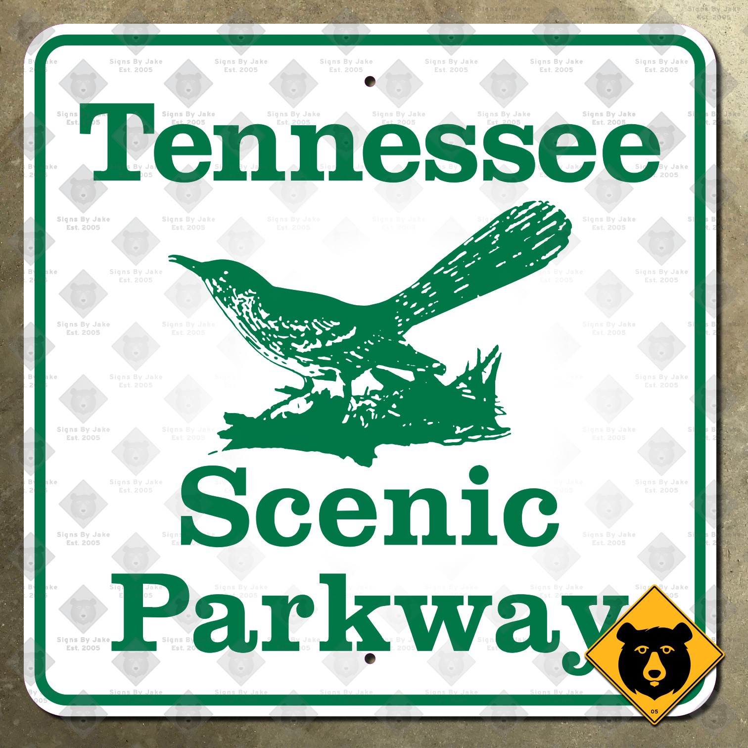 Tennessee Scenic Parkway highway marker road byway mockingbird sign 1981 12x12