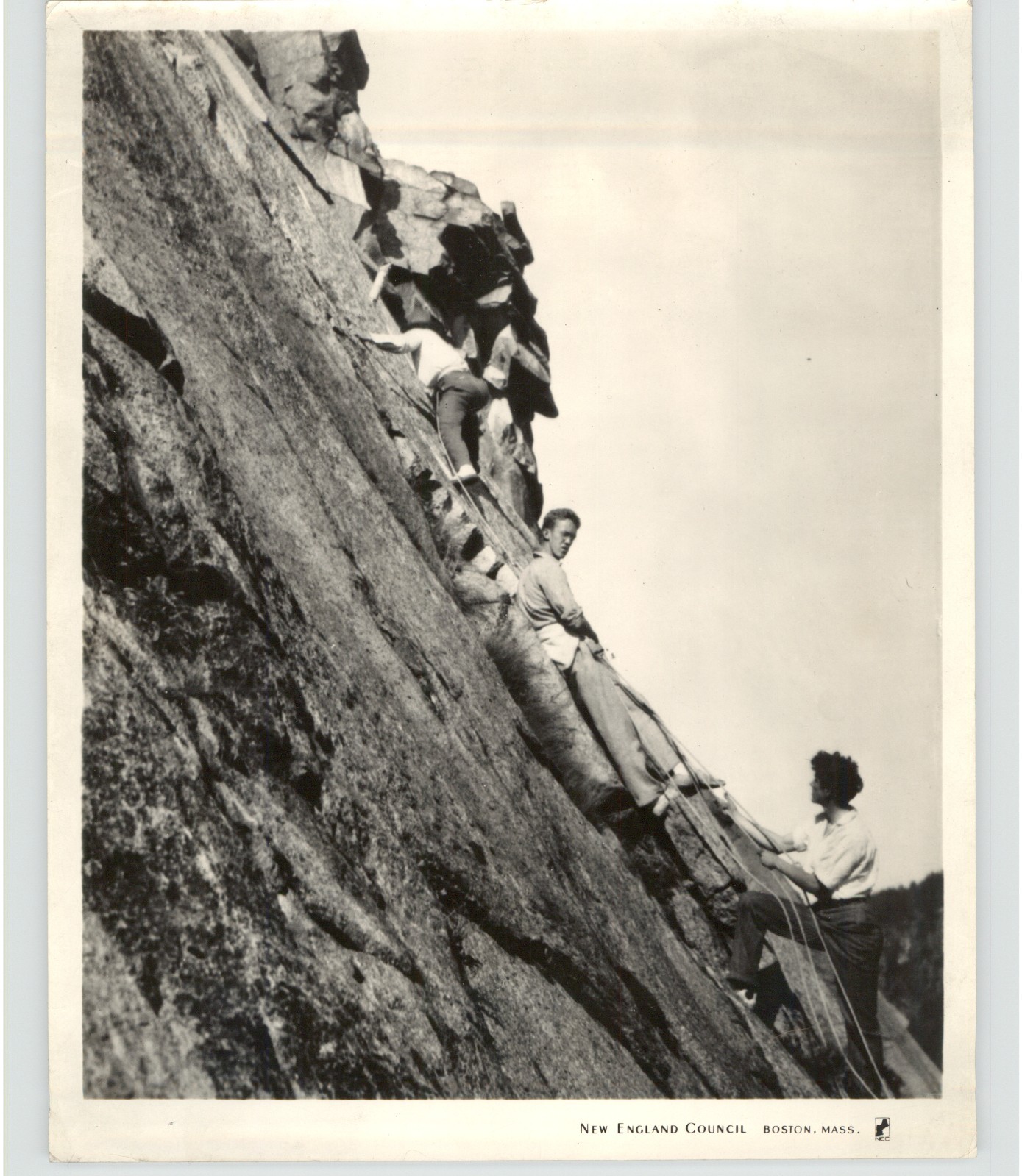 Vintage 1940s Rock Climbing New England\'s Rocky Cliffs Photo New England Council