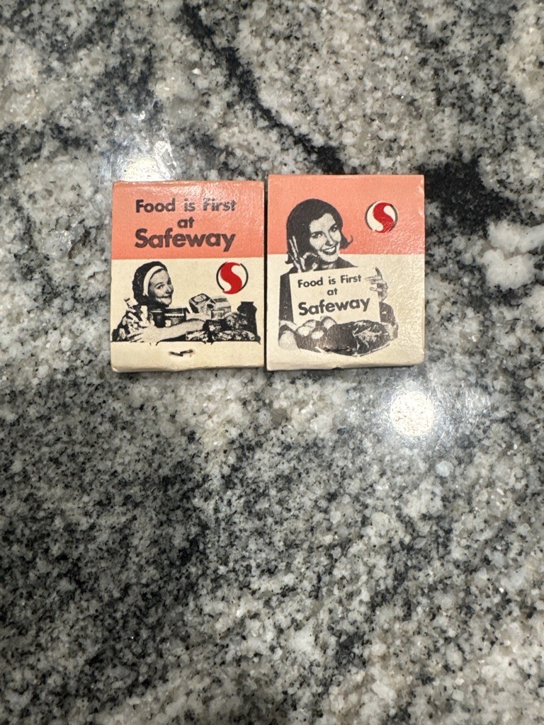 Vintage Safeway Matchbooks 'Food is First at Safeway'