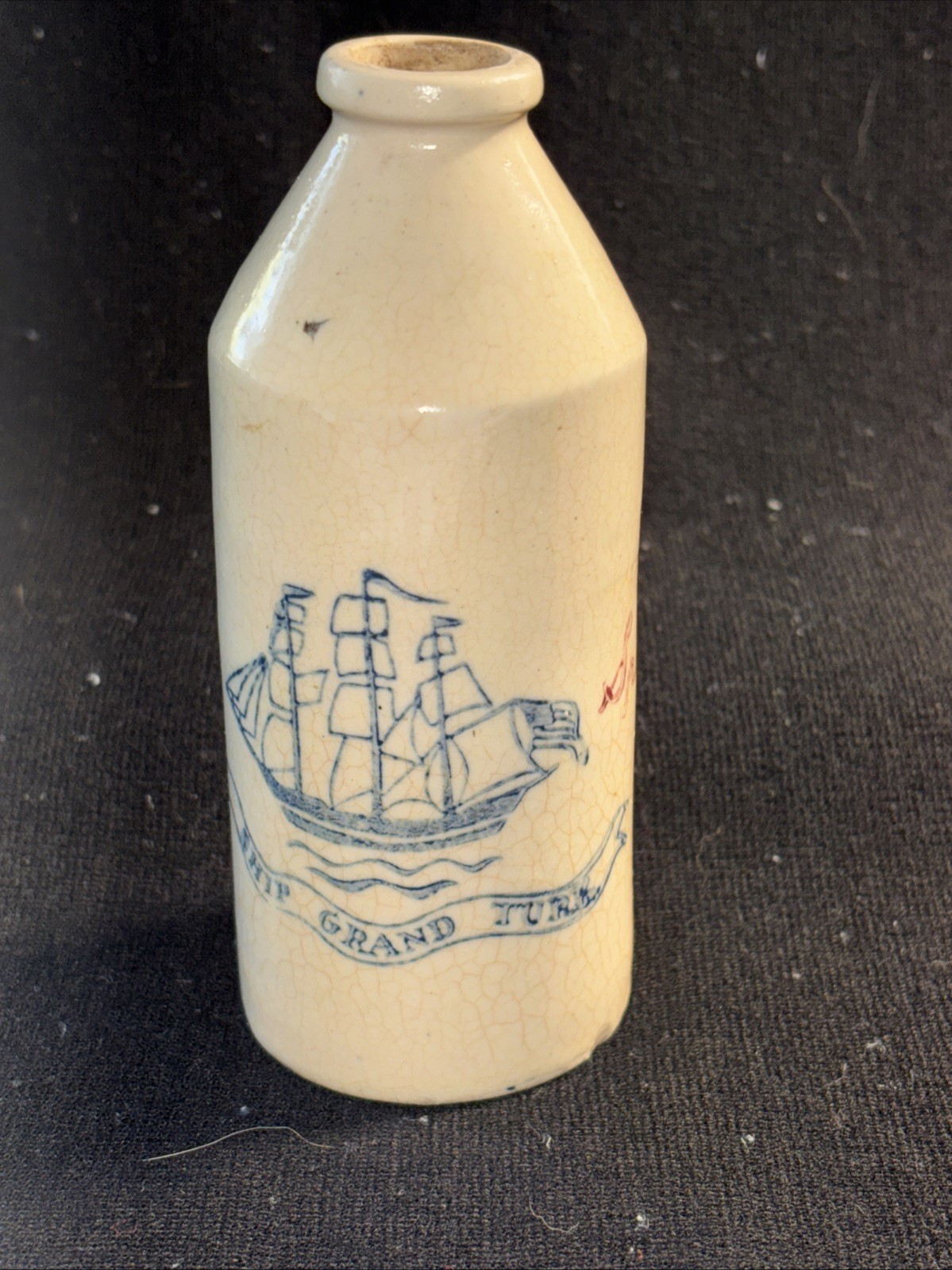 Antique Old Spice Talcum For Men Ceramic Pottery Bottle Ship Grand Turk NO Glass