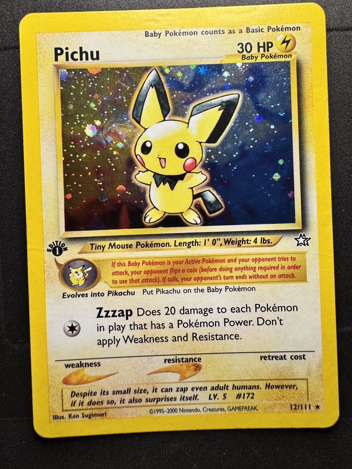 Pokémon TCG Pichu Neo Genesis 12/111 Holo 1st Edition Holo Rare
