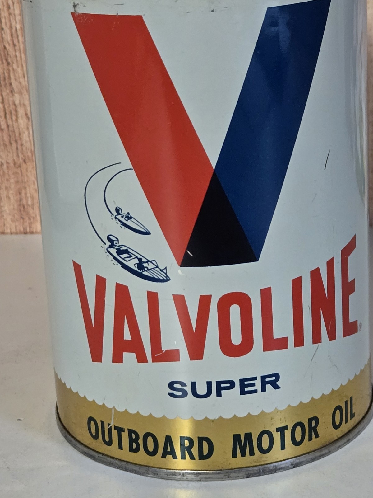 Vtg NOS Valvoline Outboard Quart Oil Can 2 Cycle Marine Outboard Motoring Club