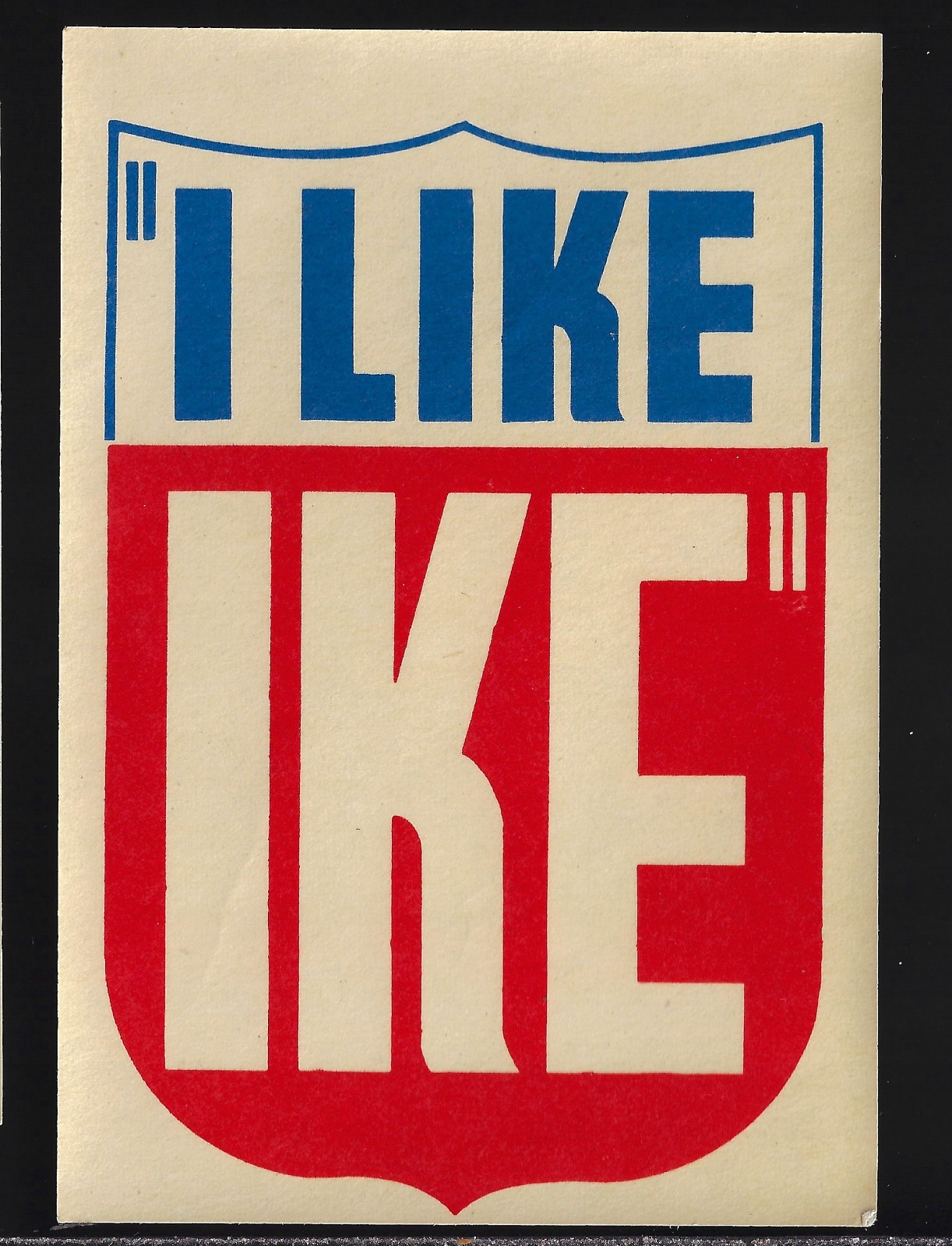 1952 Dwight Eisenhower Presidental Campaign Window Decal With the Famous Slogan