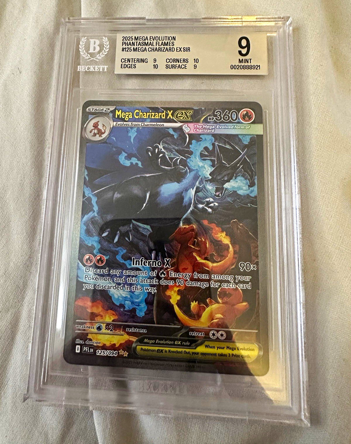 Pokémon TCG Mega Charizard X EX 125/094 Phantasmal Flames Secret Rare Holo BGS 9