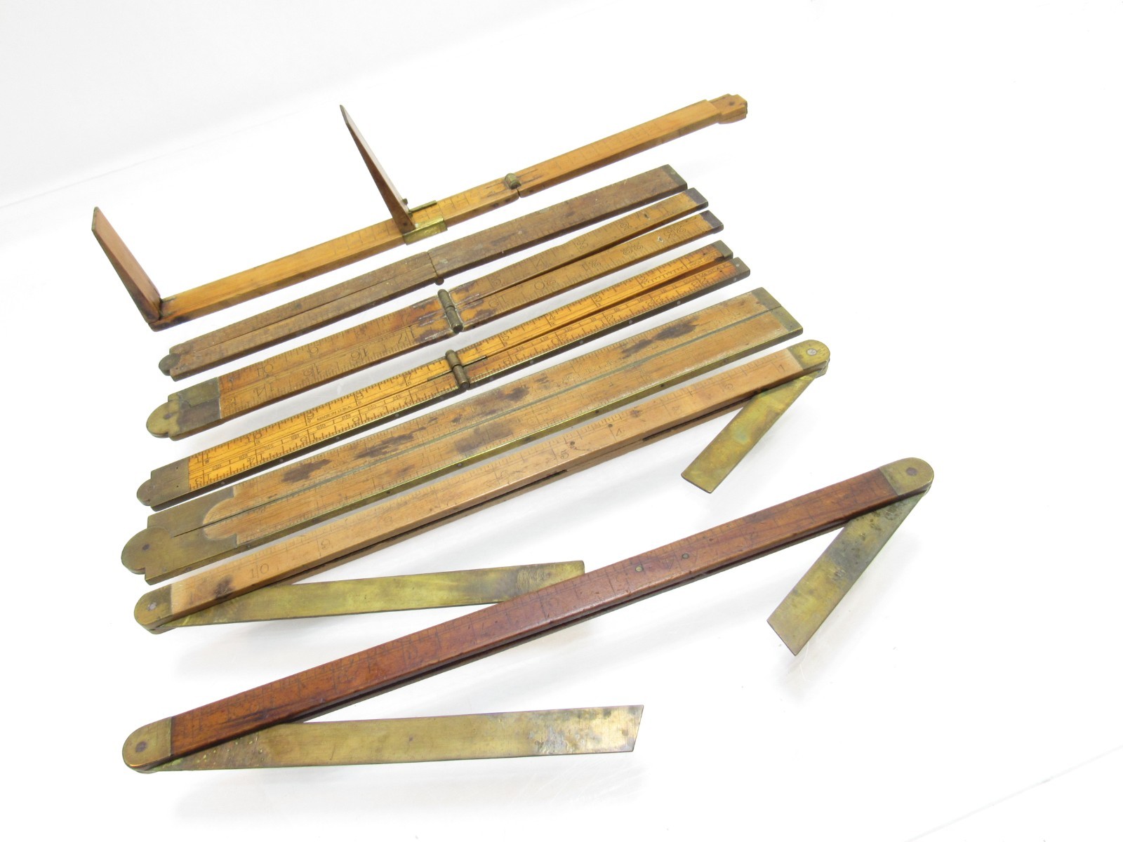 W LOT OF ASSORTED VINTAGE RULES BEVELS ETC STANLEY ZENITH BELCHER BROS