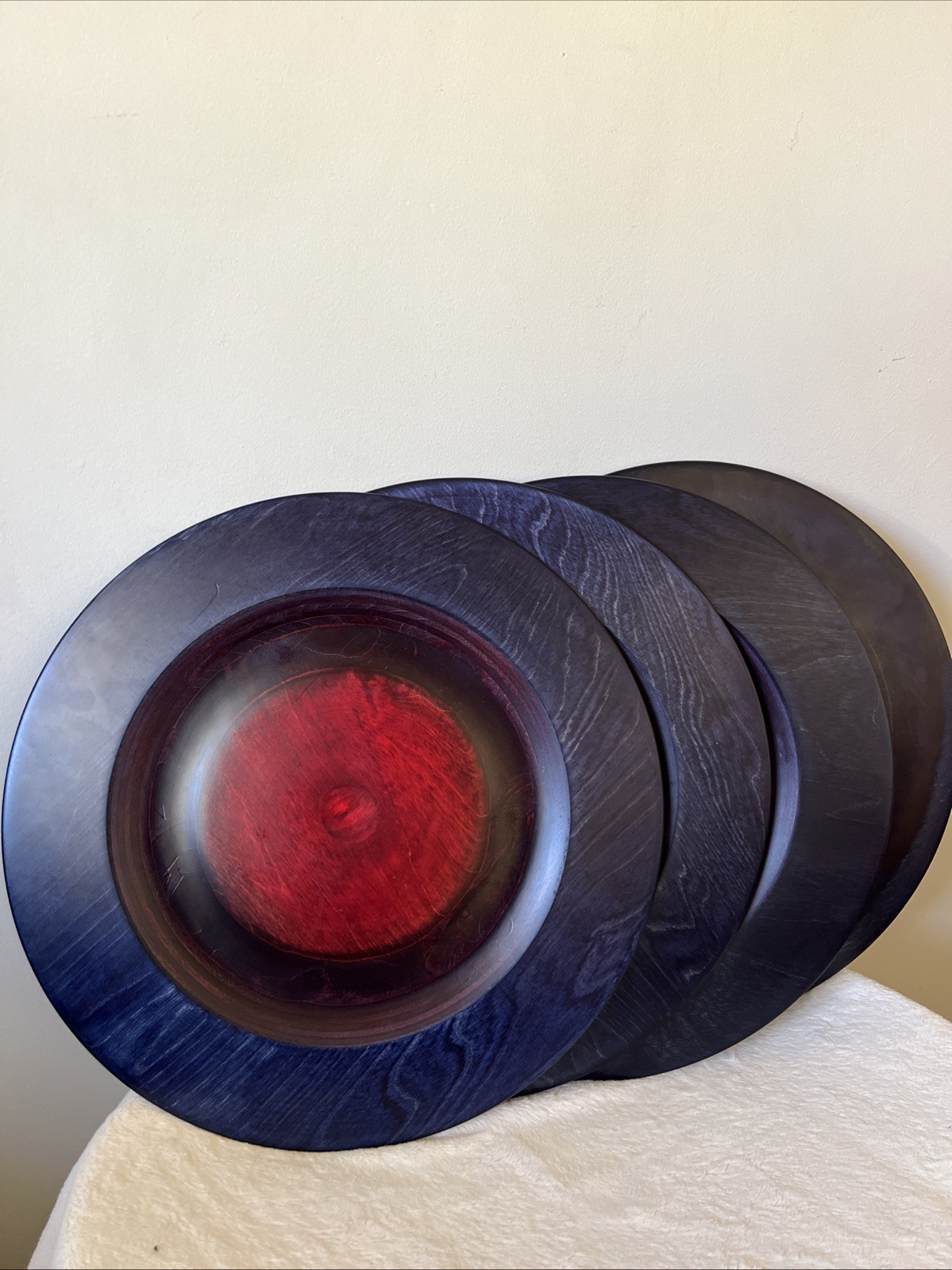 Vintage Tailio Design Finland MCM Wooden Charger Red Black Birch Scandinavian
