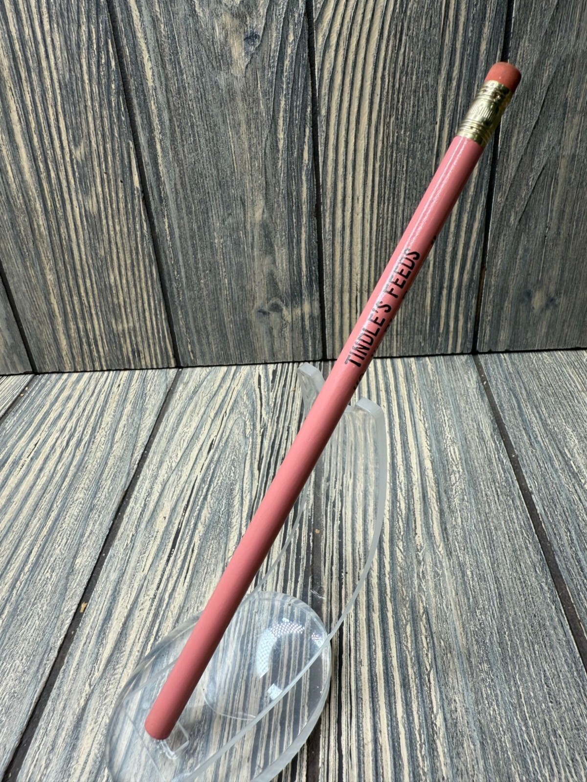Vintage Tindles Feeds Advertising Pencil Pink & Gold \