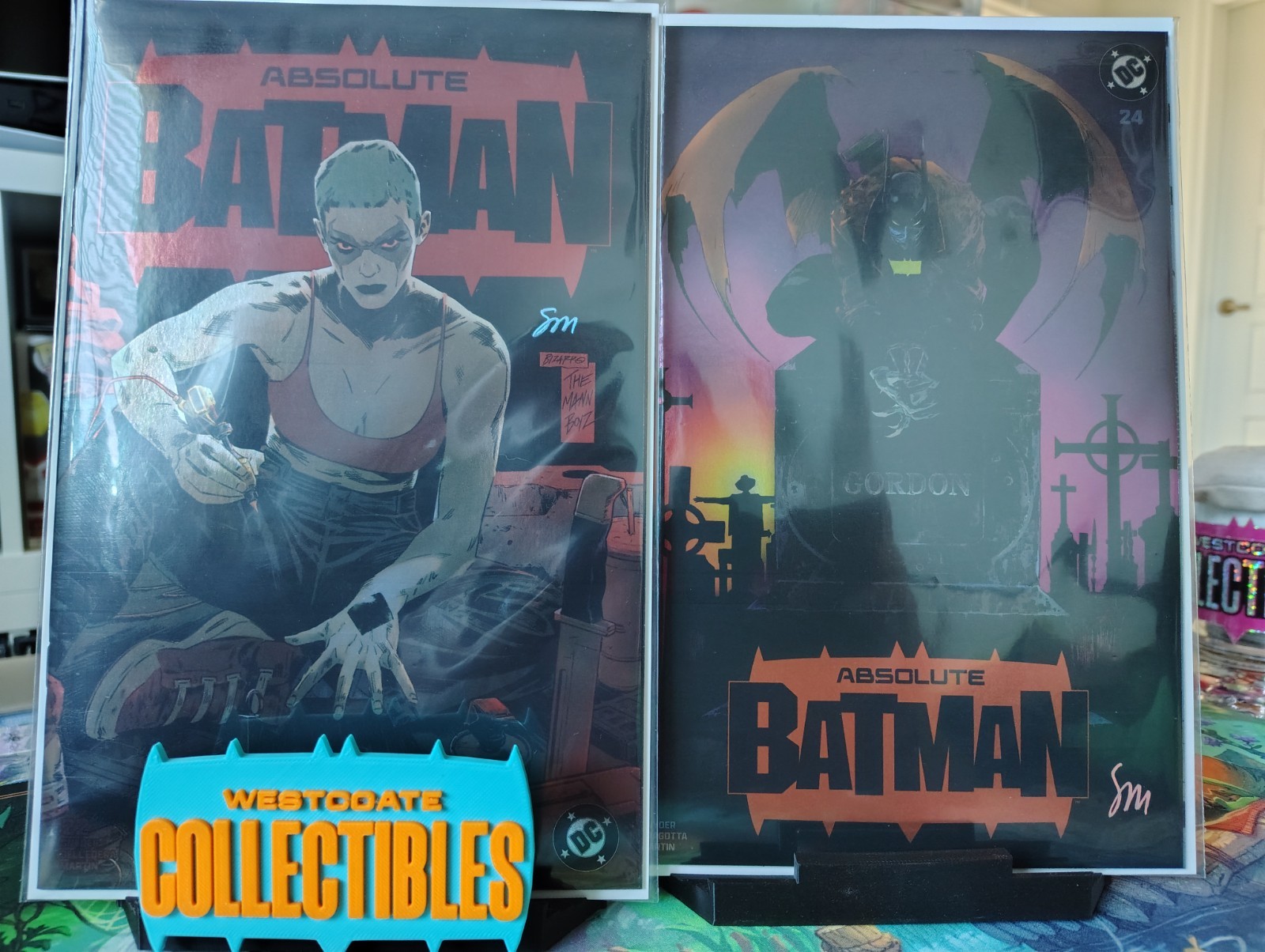 Absolute Batman 22 & 24 Seth Mann Foil Trade Signed Clay Mann COA Set NM