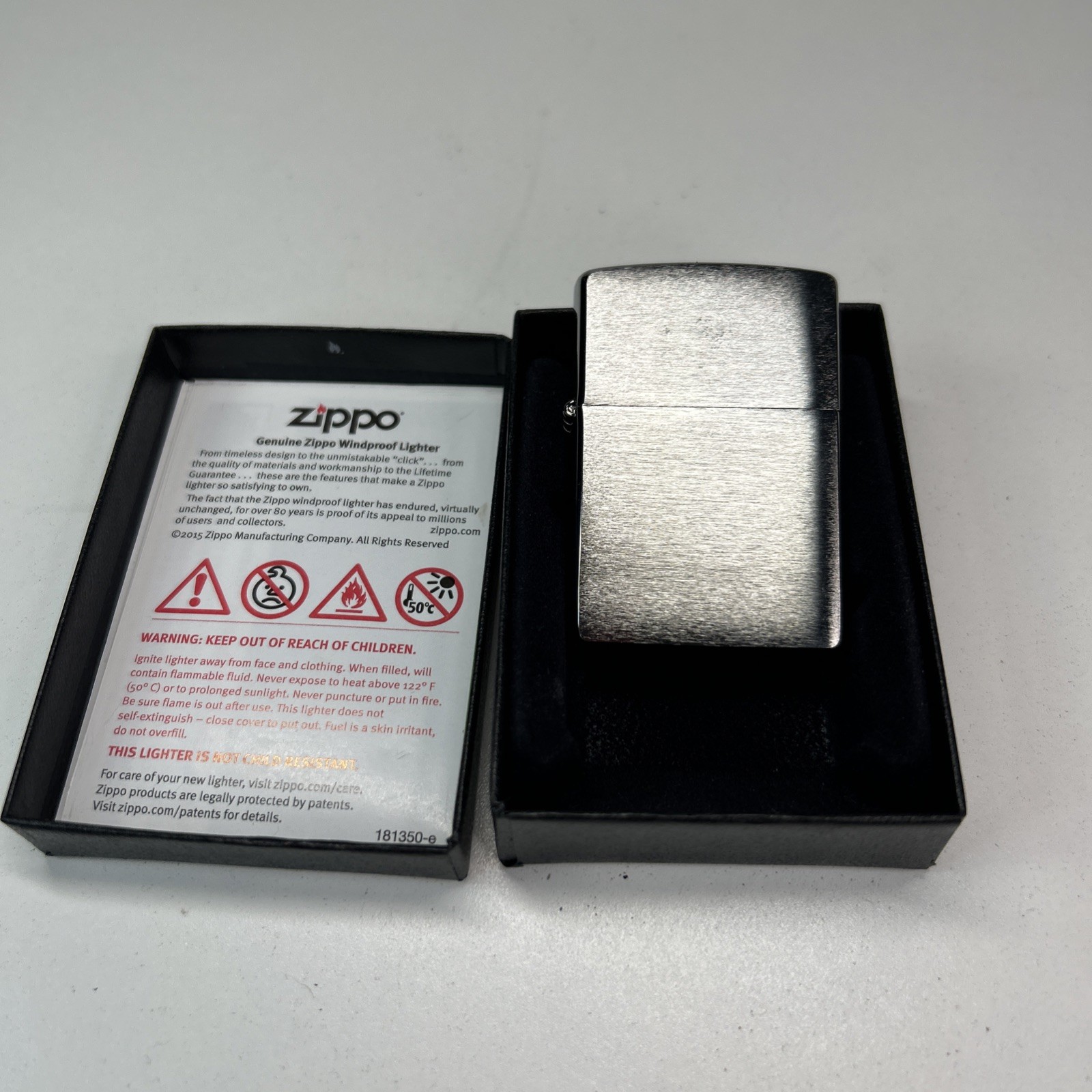 Zippo Classic Brushed Chrome Windproof Pocket Lighter, 200 NEW
