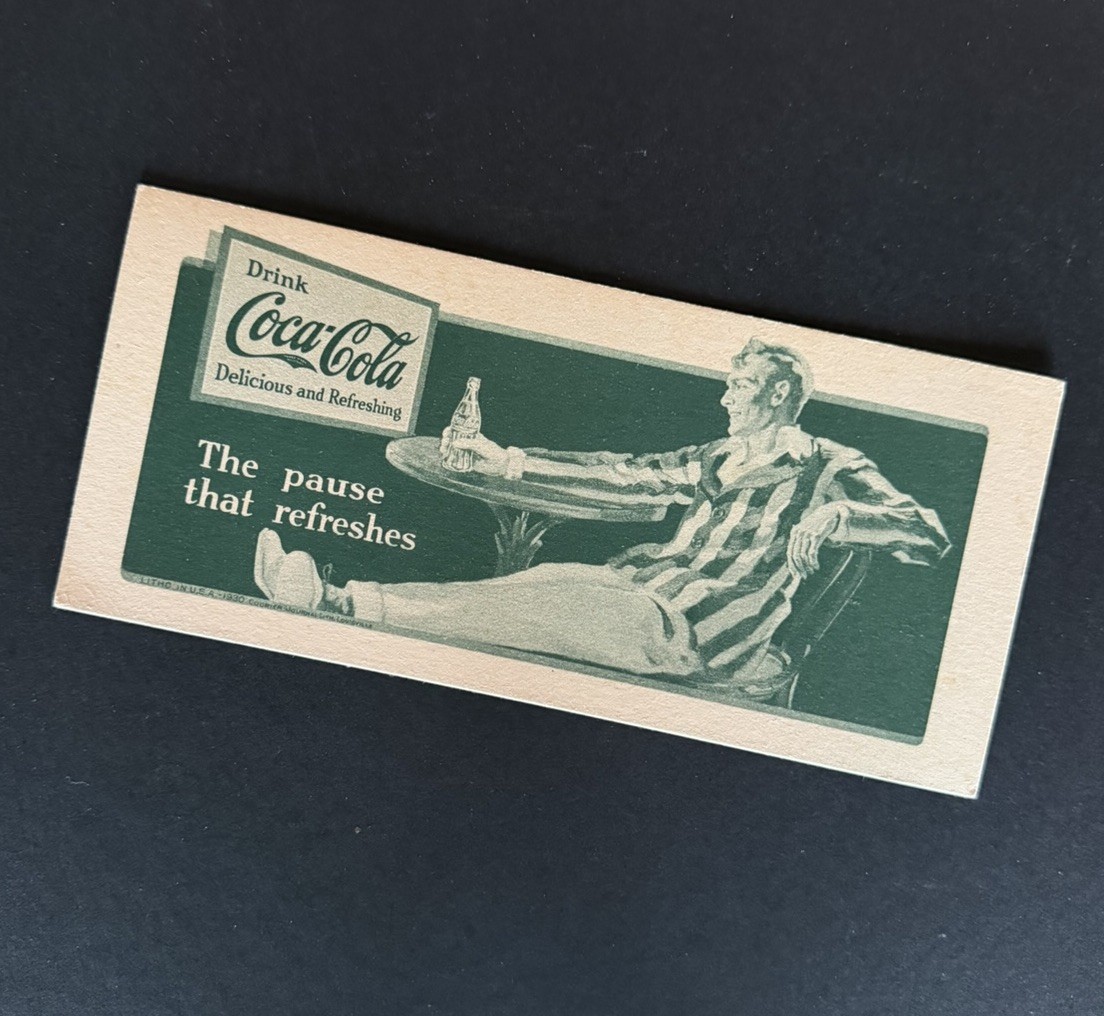 Vtg 1930 Coca Cola Coke Ink Blotter The Pause That Refreshes Striped Jacket Man