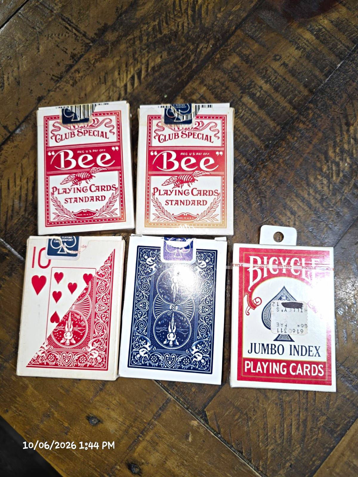 Vintage Bee & Bicycle Playing Cards Lot of 5 Club Special, Rider Back, Jumbo