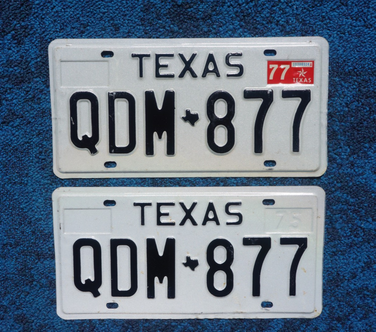 1977 Texas License Plate Plates PAIR / SET
