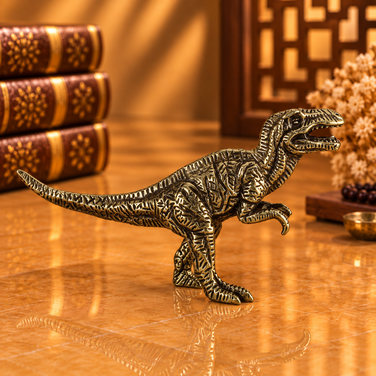 Solid Vintage Brass T-Rex Statue Tyrannosaurus Rex Dinosaur Gift Dino Figurine