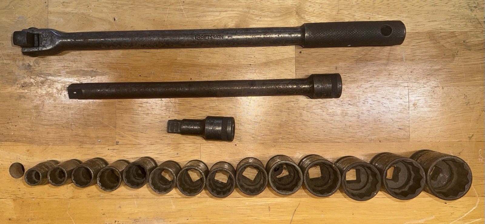 Vintage Craftsman Underline C BE Socket Lot 17pc Breaker Bar Extension USA