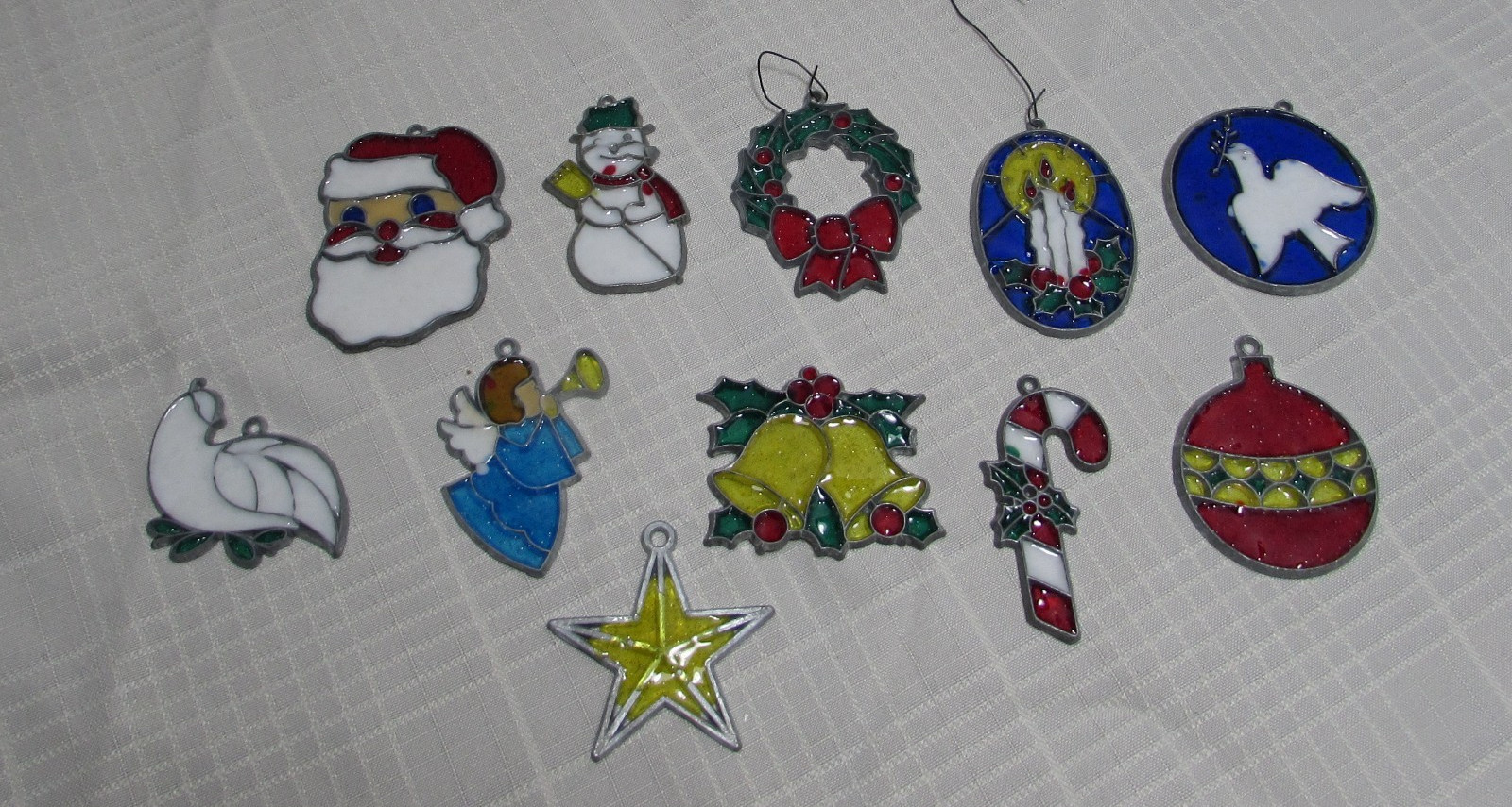 11 Vintage Christmas Ornaments Stained Glass\