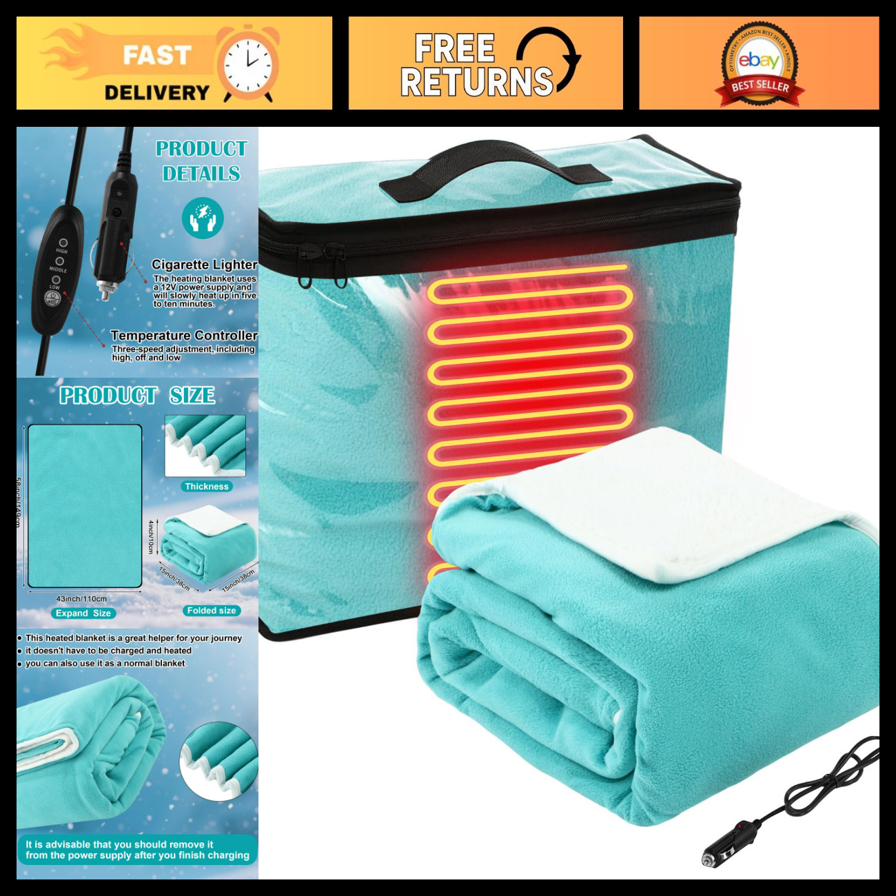 12v Heated Car Blanket 58\