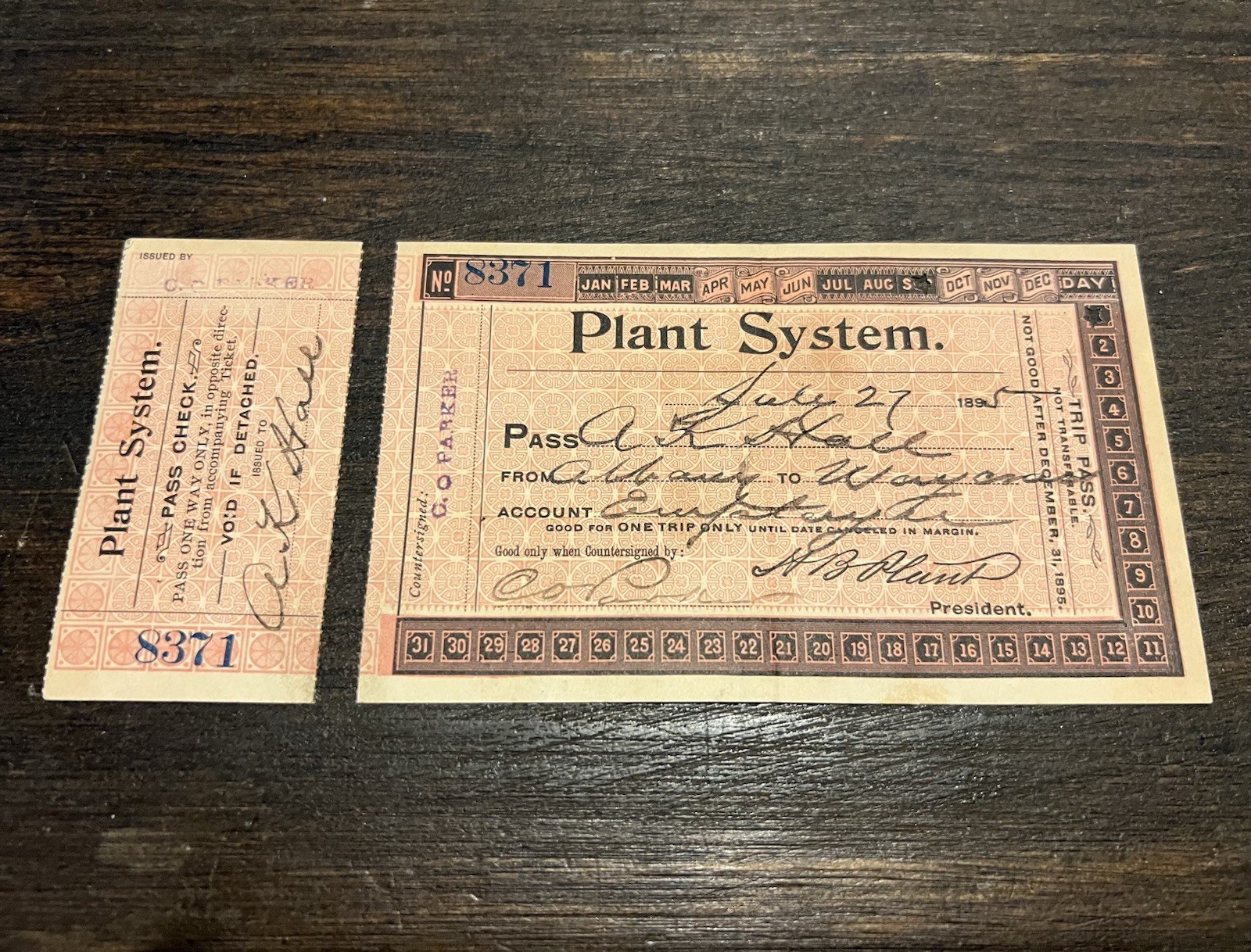 1895 Alabama Midland Railway Savannah Florida Western Plant Employee Pass SAL