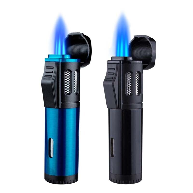 1/2PCS Cigar Torch Lighters Triple Jet Flame Lighter Refillable Butane no gas