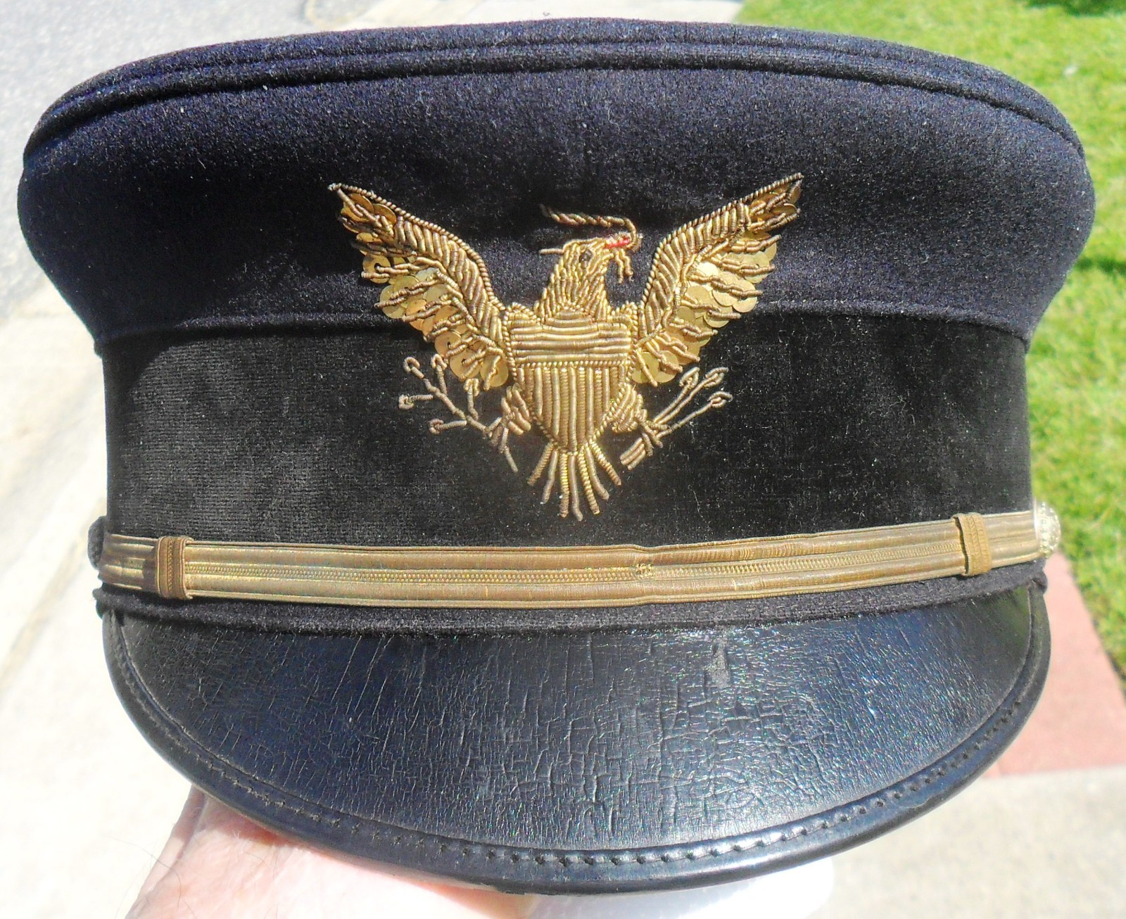 ABSOLUTELY SUPERB REGULATION VELVET BORDER GENERAL OFFICER M1902 VISOR CAP